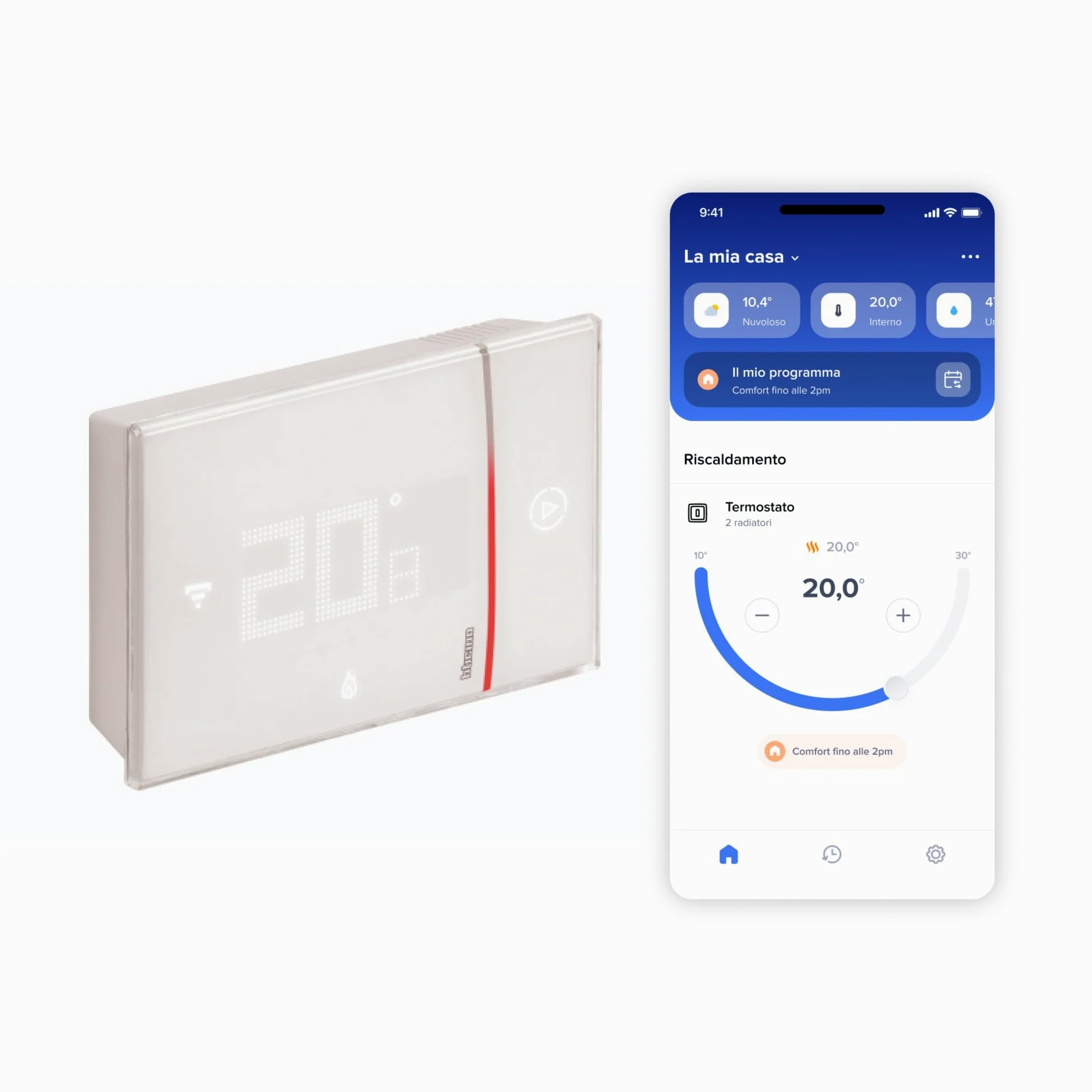 BTICINO SXW8002W Termostato WiFi Smarther2 with Netatmo, Termostato Caldaia da Parete, Controllo anche da Remoto con App, Alexa, Google Assistant, Apple HomeKit, Programmabile, Risparmio Energetico