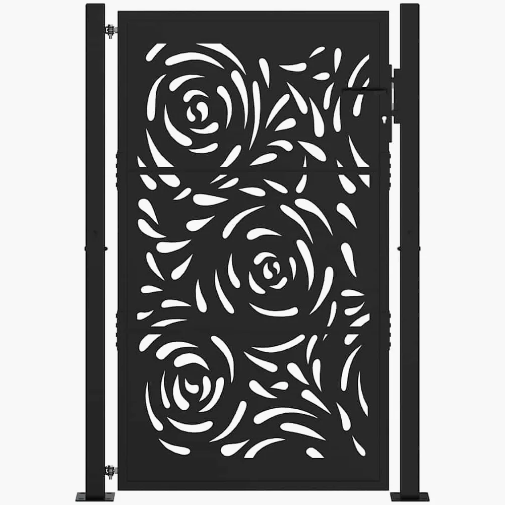 vidaXL Cancello Giardino Nero 100x150 cm in Acciaio Design a Fiamma, cancello della Recinzione, cancello Esterno, cancello del Metallo