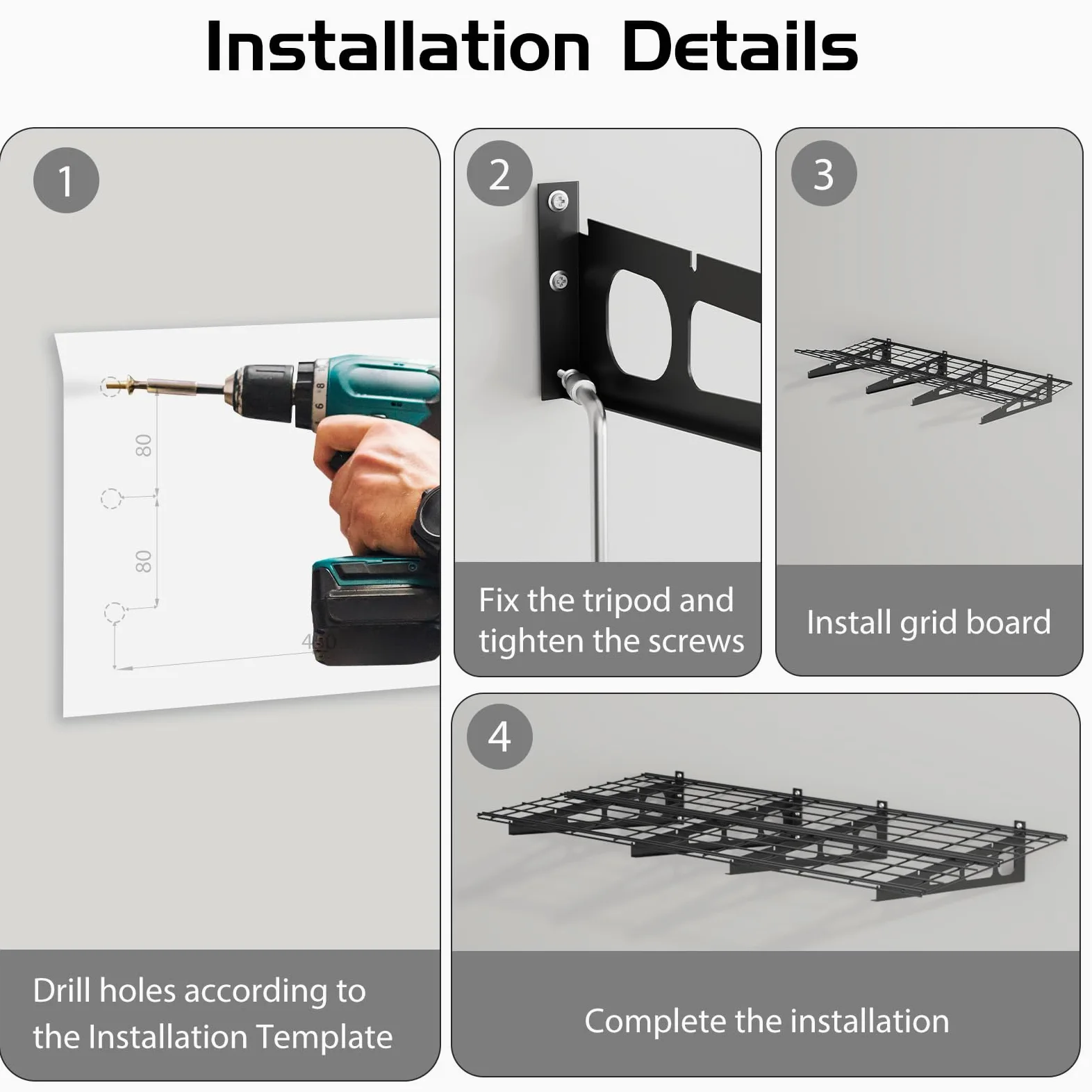 Set 2 Mensole Porta Attrezzi Da Parete Per Garage – Scaffali Industriali in Metallo, Portata 800kg – Ideale Per Officina, Magazzino, Cantina – Organizzazione Spazi, 2x4/2x6 ft