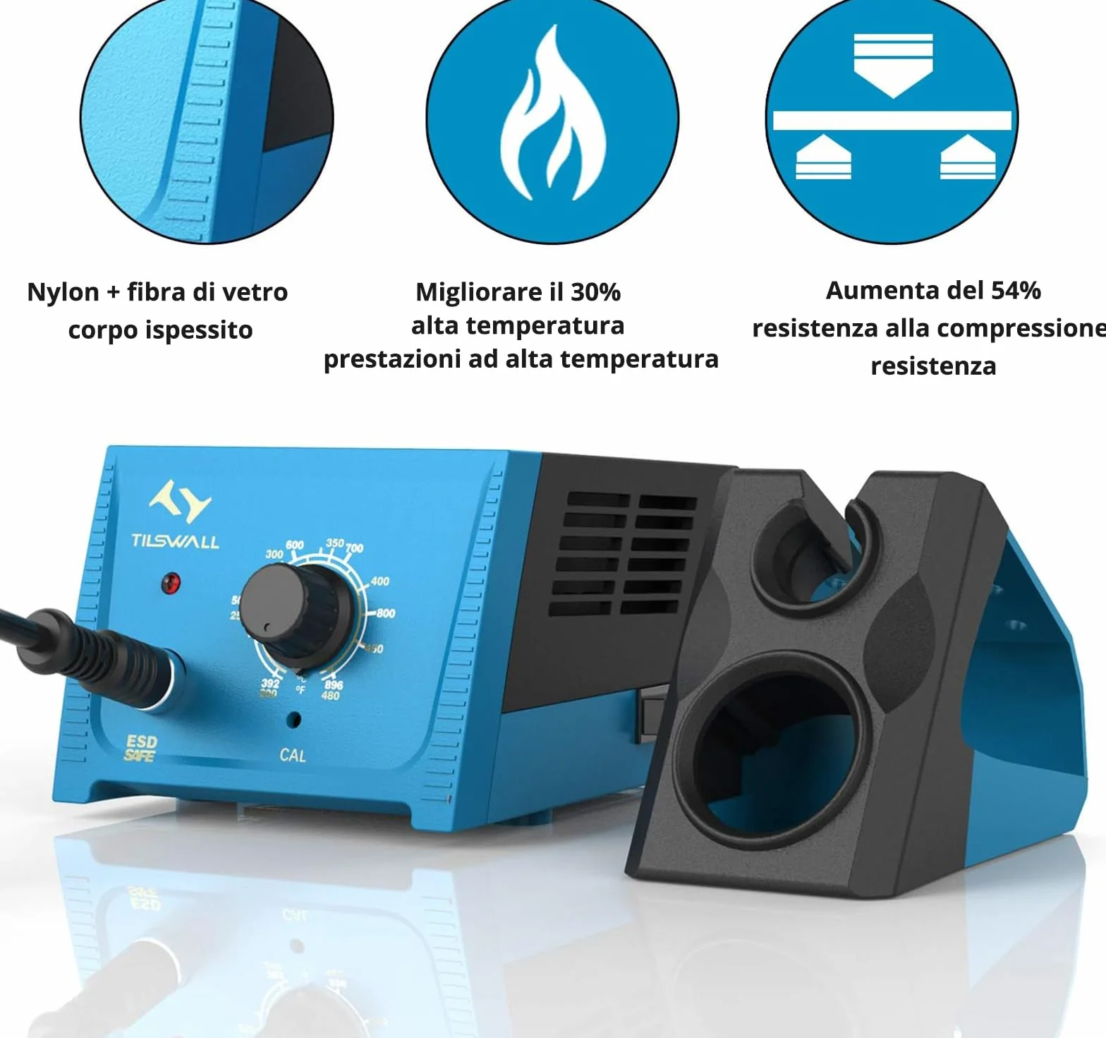 Tilswall Stazione Saldante 65W, Saldatore a Stagno Professionale con Controllo Intelligente della temperatura 200℃-480℃, Kit Saldatura Stagno con 5 Punte per Elettronica per Hobby, Principianti