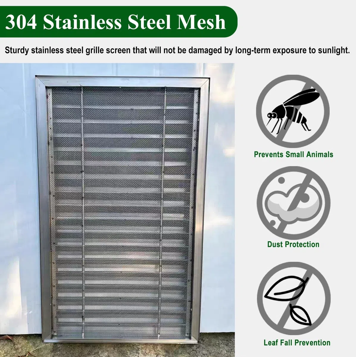 Griglia di Ventilazione Esterna a Parete con Schermo in Acciaio Inox 304 per sottotetto, capannone e Garage, Dimensioni 75x85 cm (30x33 Pollici), per Un Flusso d'Aria Migliorato.