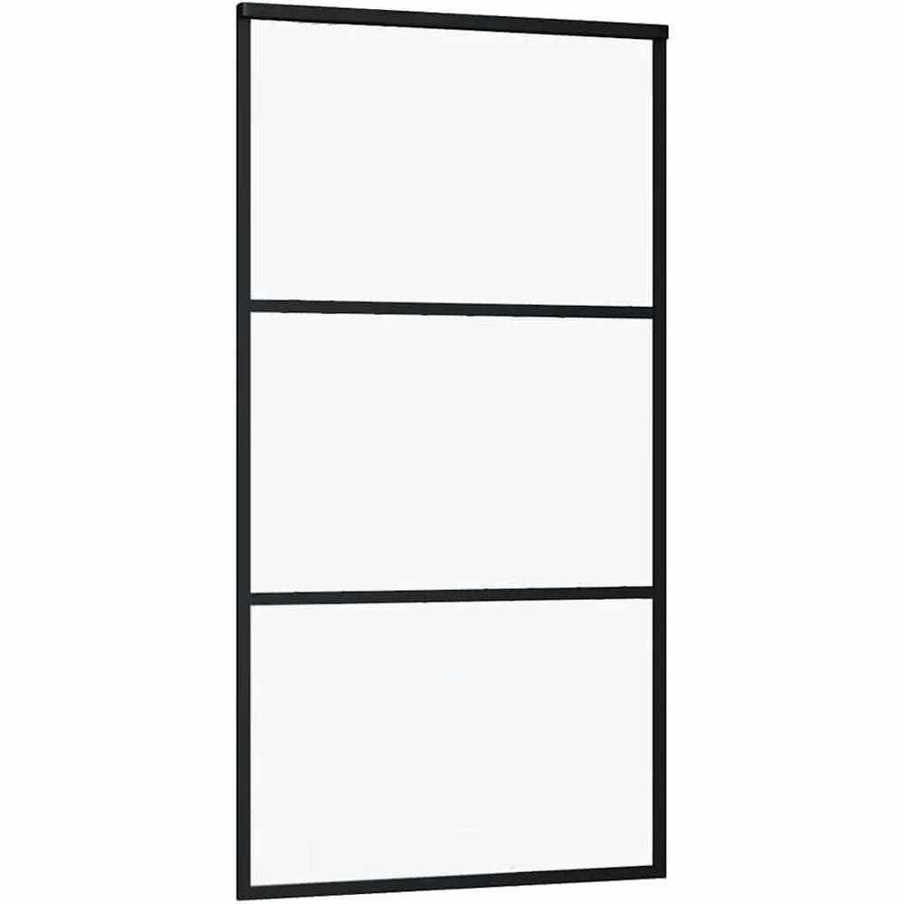 vidaXL Porta Scorrevole in Vetro ESG e Alluminio 102x205 cm Nera