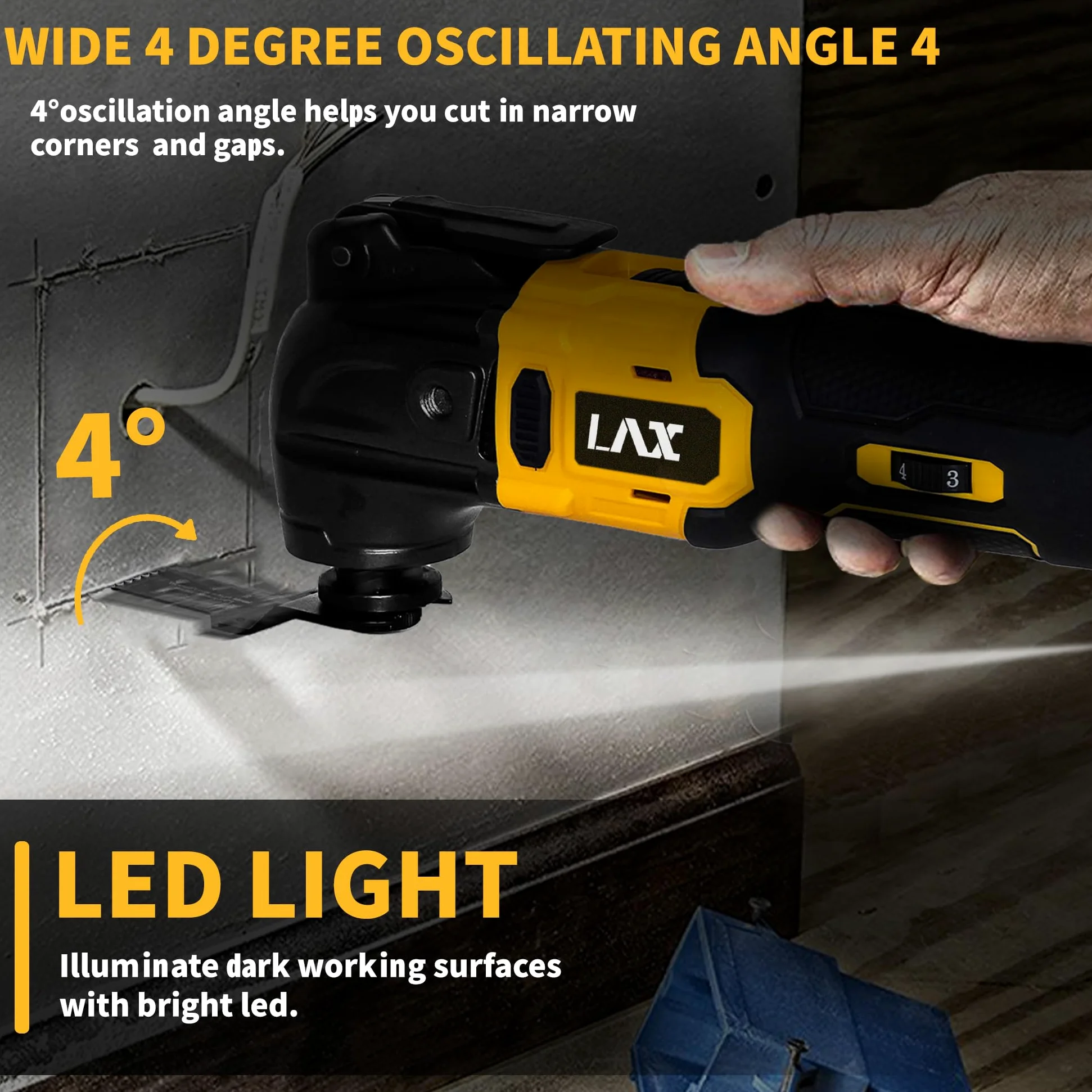 Utensili multifunzione oscillanti per batteria Dewalt da 18 V, utensile multiuso per taglio e levigatura, angolo di oscillazione di 4°, 6 velocità variabili, design a lama rapida con 21 accessori per