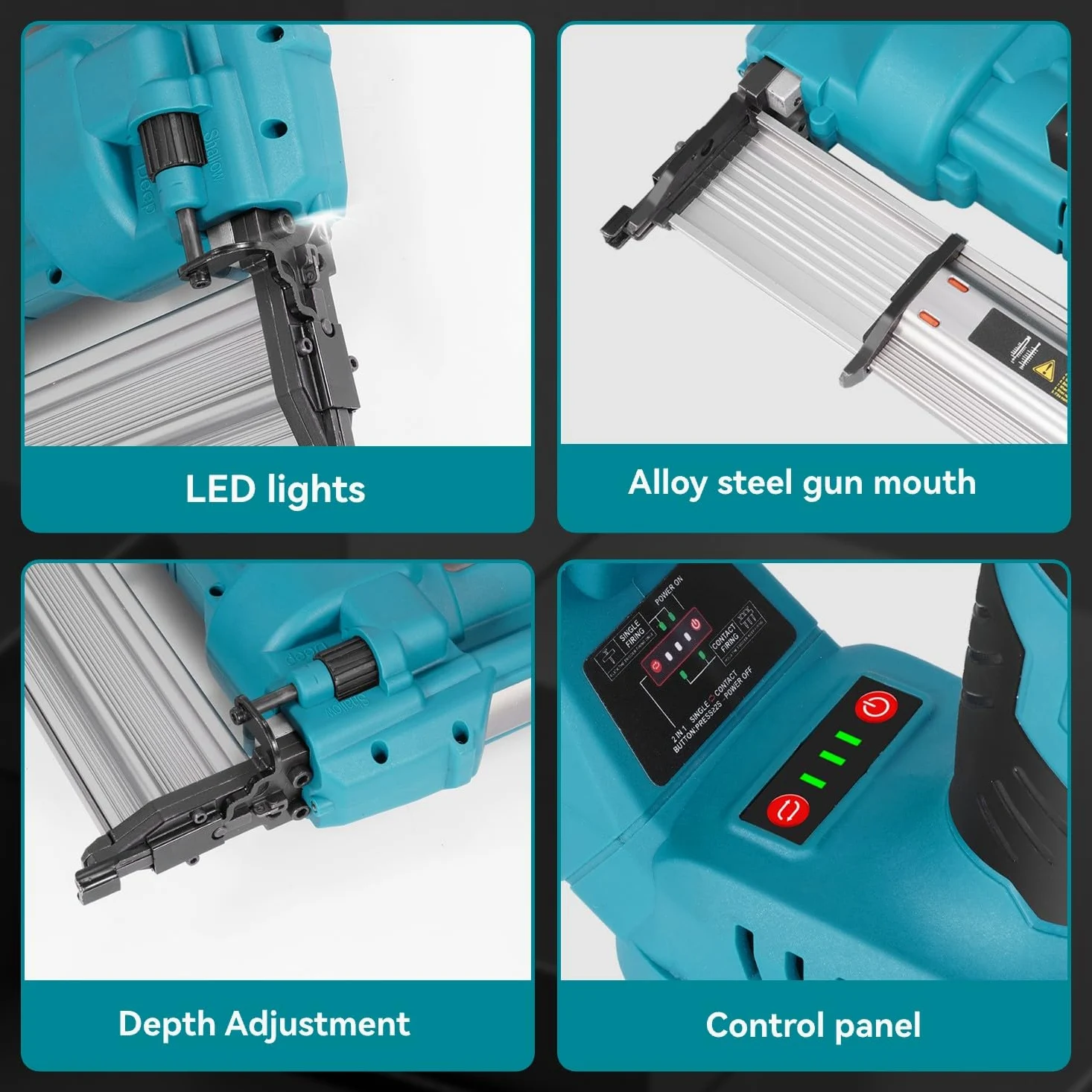 YOFIDRA 2 in 1 pistola chiodatrice a batteria - 20V sparachiodi elettrica con batteria 2x3,0Ah, impostazione della profondità, luce LED, tra cui 300 Brad-Nagel e 100 staffe, graffettatrice per legno