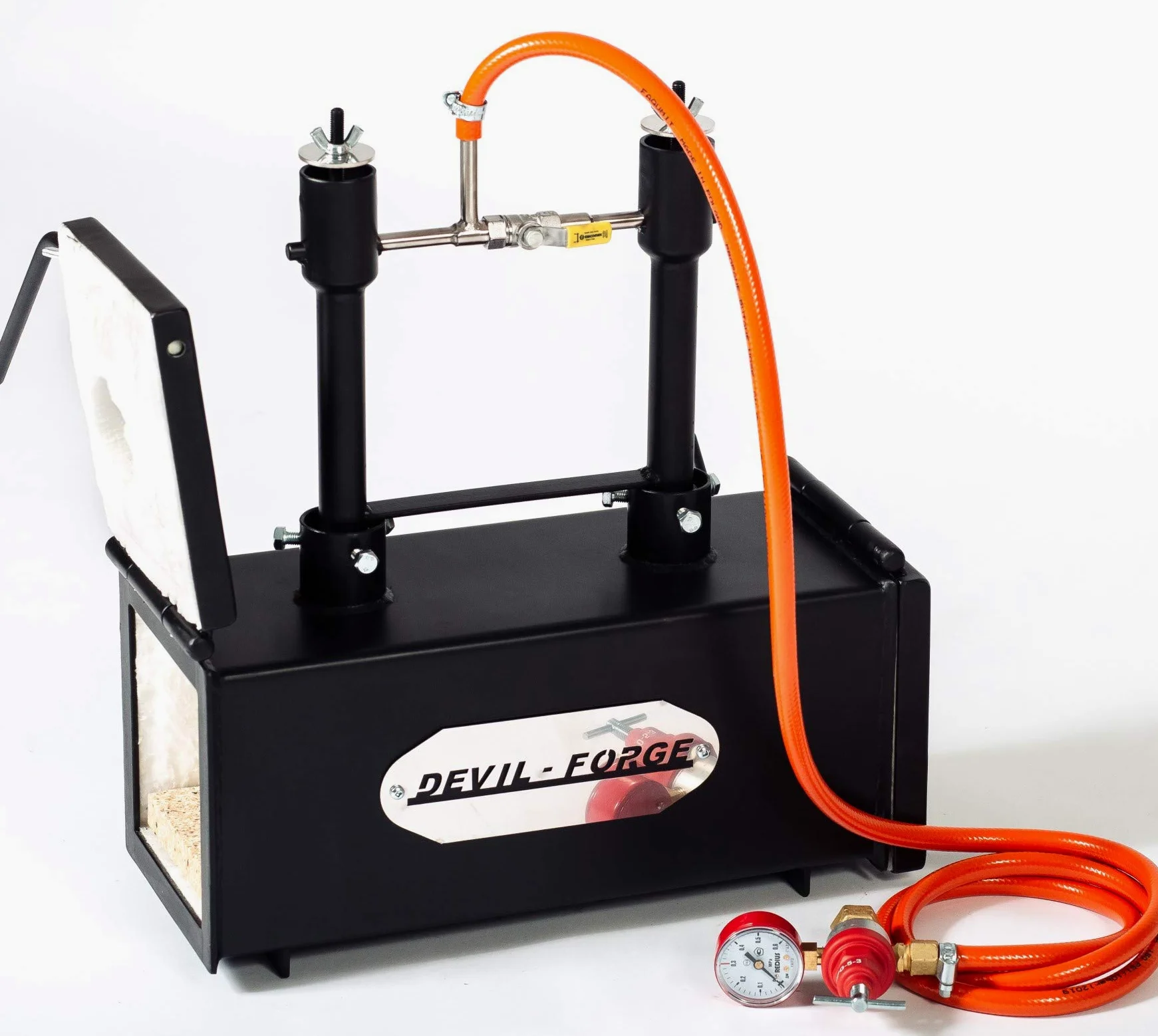 DEVIL-FORGE Forgia a Gas Propano DFPROF2+2D Fucina con 2 Bruciatori DFP (160.000 BTU) uso 1o2, 2 porte, Fabbricazione di Coltelli, Lavorazione dei Metalli, Fabbro, Maniscalco 1370°C