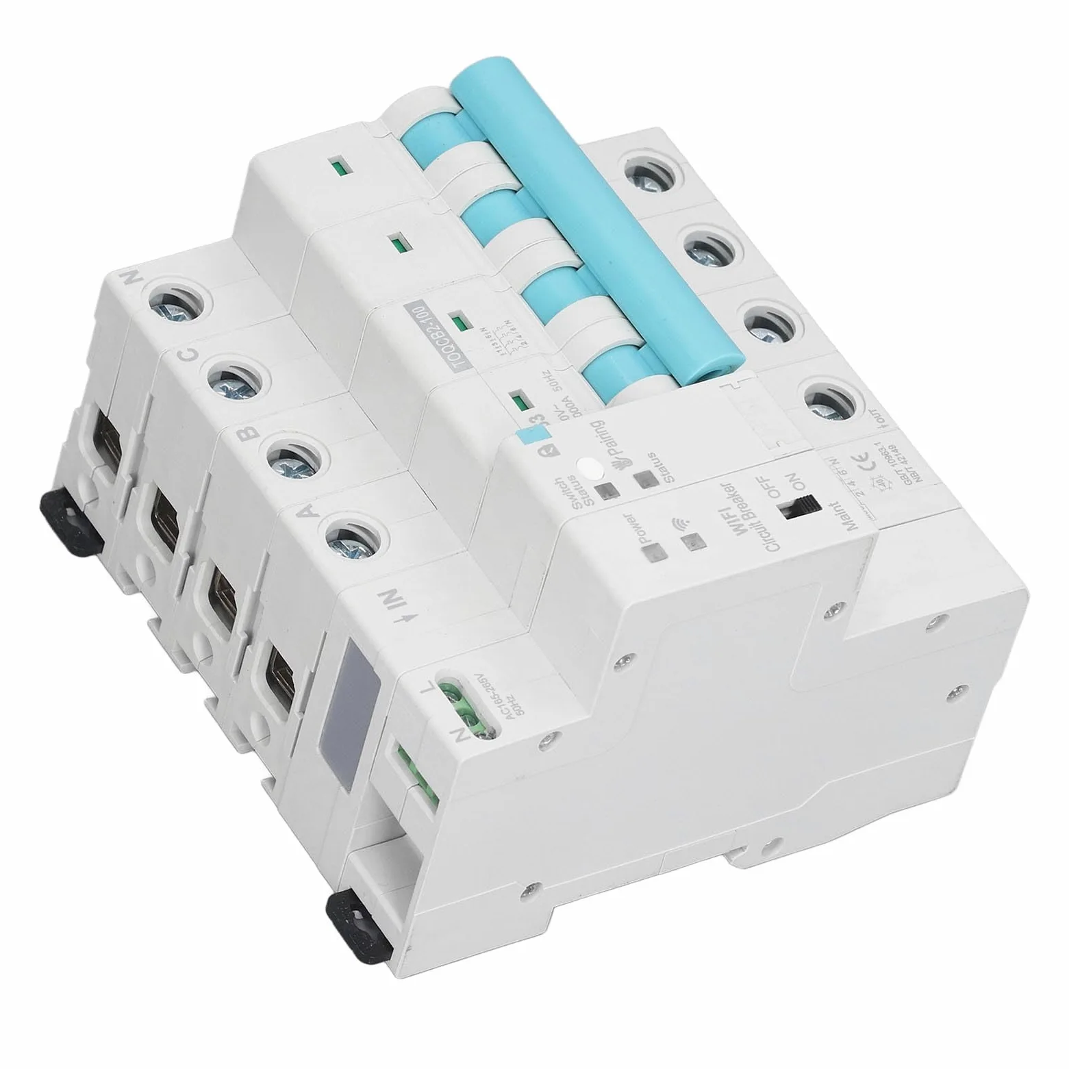 Smart WiFi Wireless Circuit Breaker DIN Rail Elettricità Monitor Interruttore per Elettrodomestici 4P 145 a 295V 63A