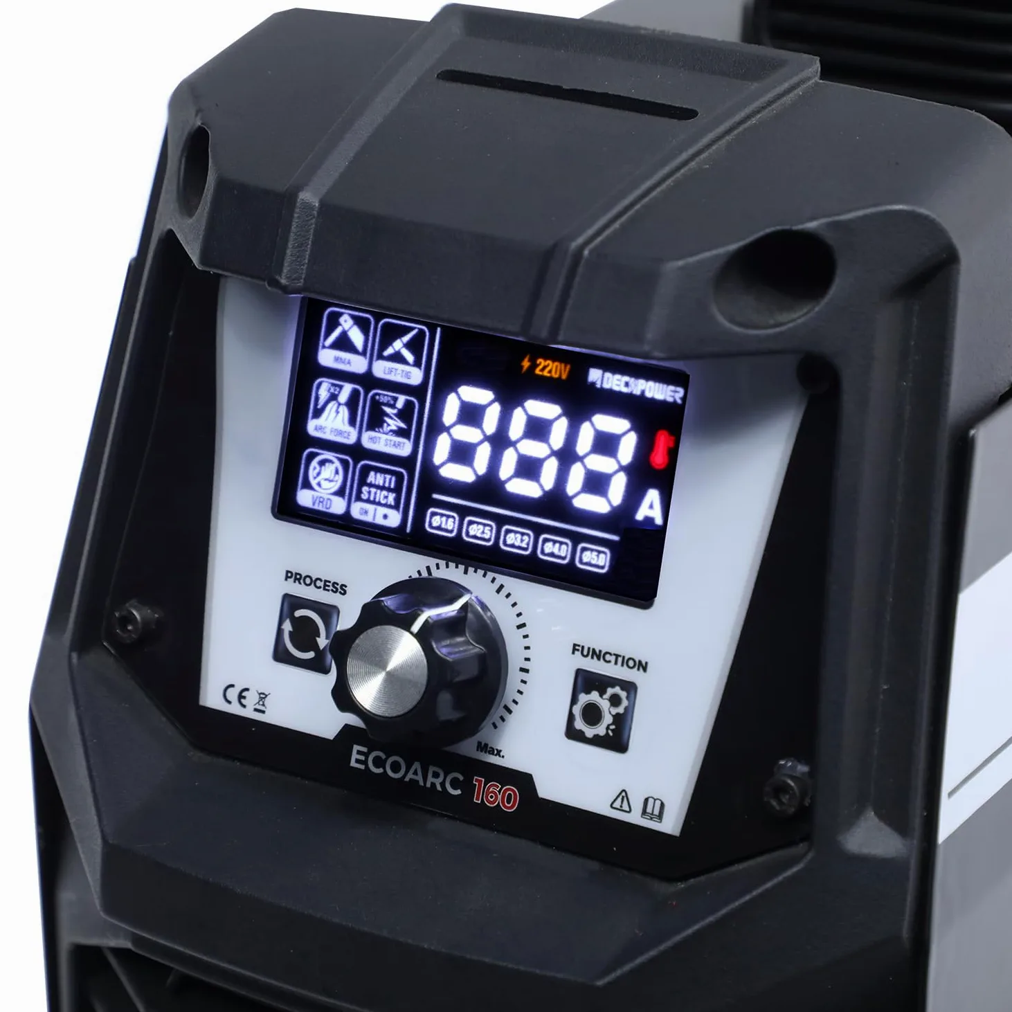 Decapower, ECOARC Saldatrice ad arco da 160 A, inverter MMA, saldatore portatile con schermo, per utilizzo casalingo (confezione da 1)