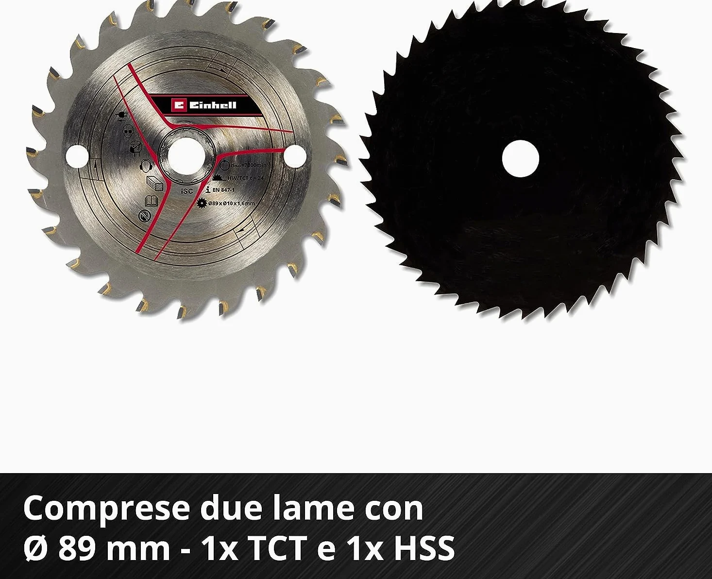 Einhell Mini sega circolare manuale a batteria TE-CS 18/89 Li-Solo Power X-Change (18 V, ioni di litio, 2500 min-1, profondità di taglio 28 mm, diametro della lama 89 mm, senza batteria e caricatore)