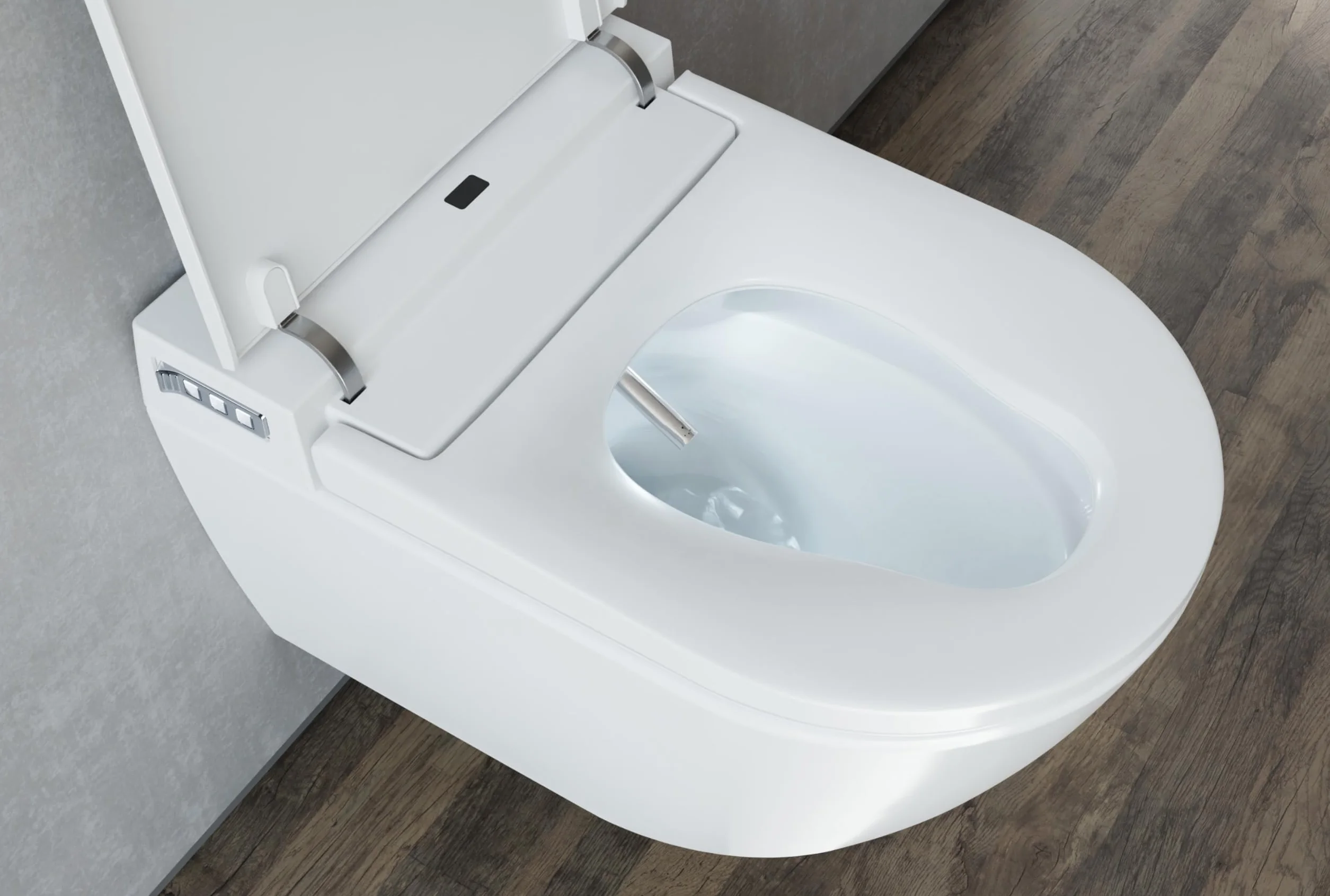 BERNSTEIN WC doccia 540 PRO in bianco, WC sospeso senza bordi con funzione bidet riscaldamento e sterilizzatore – impianto completo con telecomando occhiali da toilette con abbassamento automatico