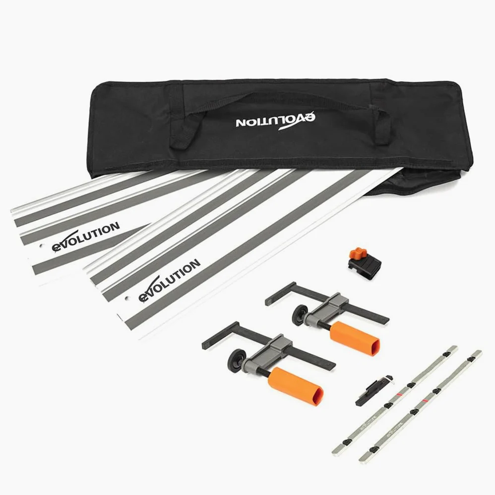Evolution Power Tools ST1400-G2 Guida per Seghe Circolari/Binario | Universale per la maggior parte delle marche Makita, Bosch, Festool | 1,4 m (2 x 700 mm) Accessorio di arresto finale incluso