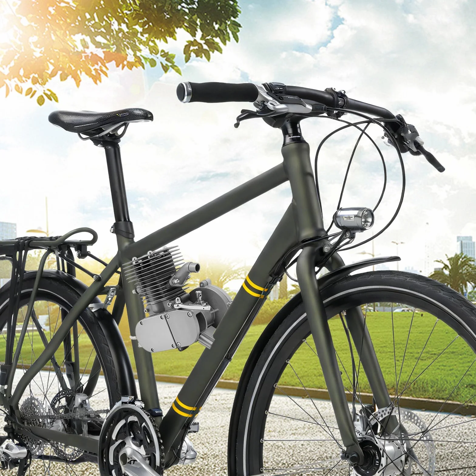 Kit motore per bicicletta 100cc 2 tempi, kit di conversione motore a benzina con accensione CDI, monocilindrico raffreddato ad aria, per telaio V da 26/28 pollici, motorizzazione fai-da-te per