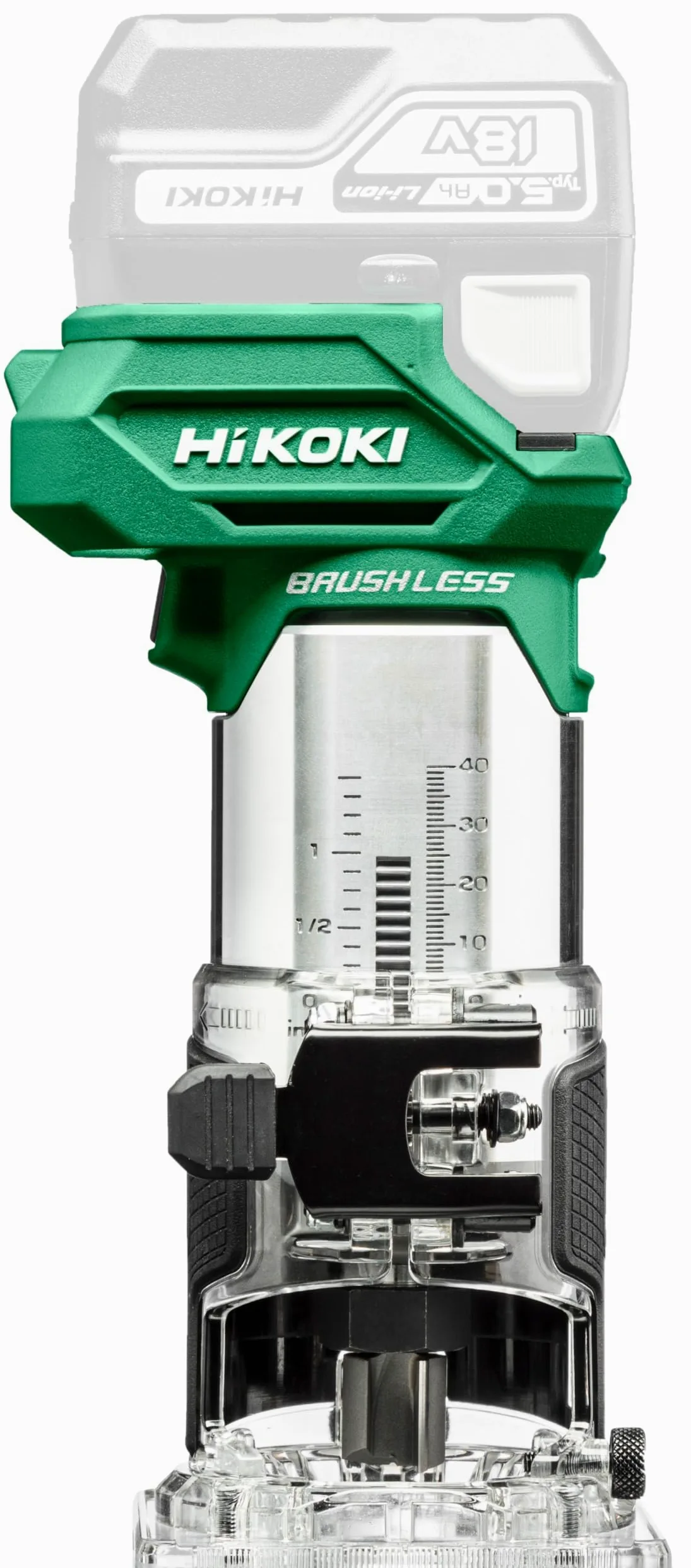 HiKOKI Fresatrice a Batteria - 18 V, Li-Ion, Pinza 6/8 mm, Profondità di Immersione 40 mm, Brushless - Con Accessori e Valigetta - Senza Batteria/Caricabatterie