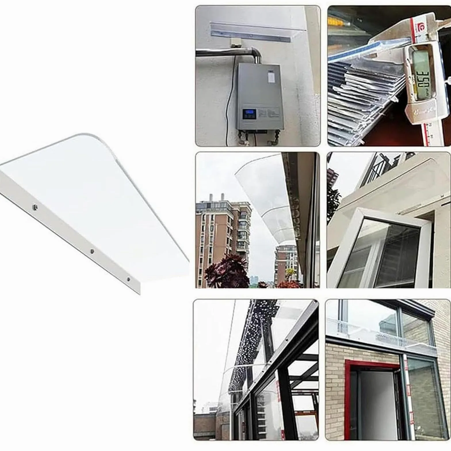 Tettoia Per Esterno In Policarbonato,Pensilina Da Esterno,Tettoie Per Esterno In Pvc,Per Garage Finestra Patio Pensiline Esterne Trasparenti,transparent-50x180cm/19.6"x71in"