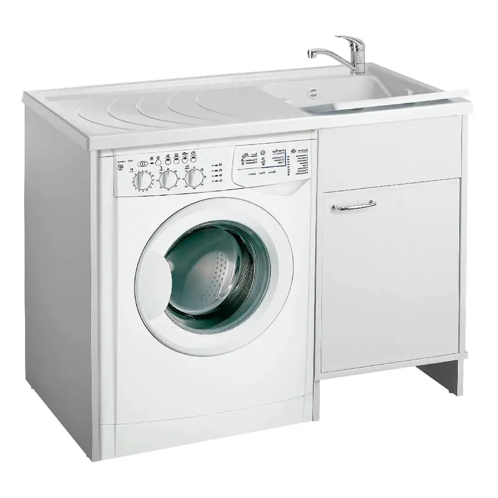 Inbagno Lavatoio e Coprilavatrice con Mobile in PVC 109x60x85 cm Bianco Vasca Destra