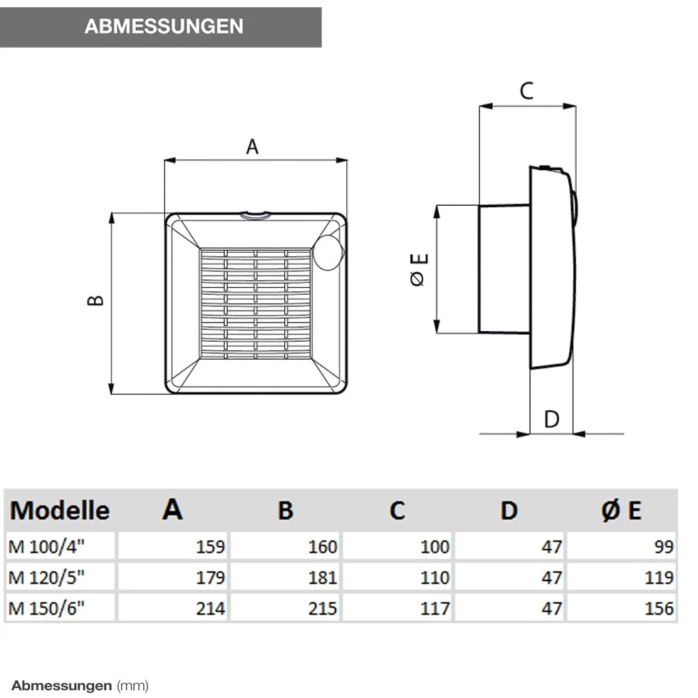 Vortice M 100/4" 11222 Aspiratori M100/4 A LL, 18 W, 37.5 Decibel, Plastica, Bianco (Weiß)