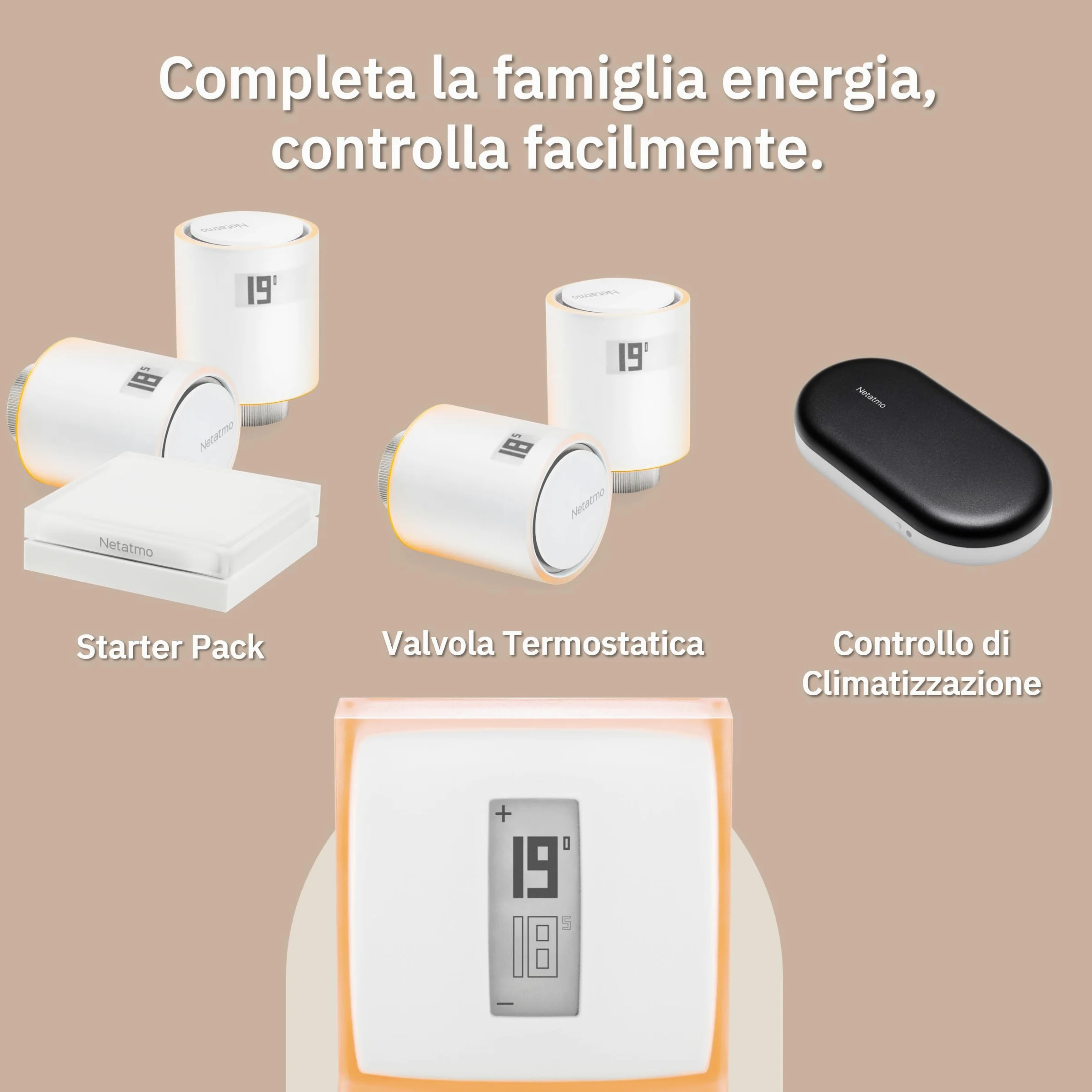 Netatmo Termostato Wifi Intelligente - Controlla il Riscaldamento da Remoto tramite App - Per caldaia individuale, NTH01-AMZ