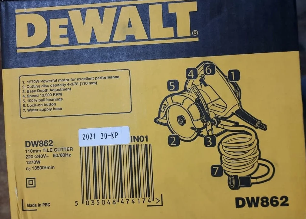 Dewalt Tagliapiastrelle DW862 110 mm 1270 W con tubo di alimentazione dell'acqua