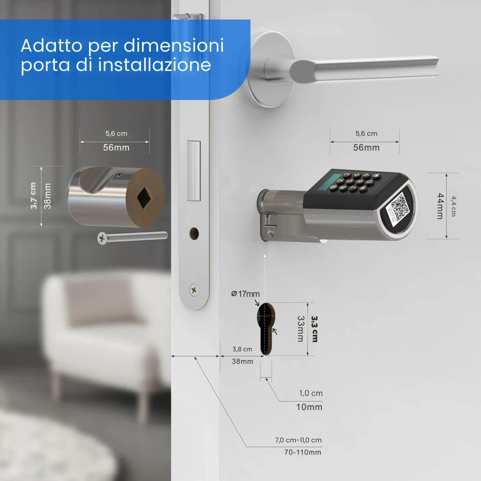 WELOCK PCBWIFIBOX Serratura Smart con WiFi e Password, RFID Card, serratura elettronica serratura porta blindata livello di impermeabilità IP65