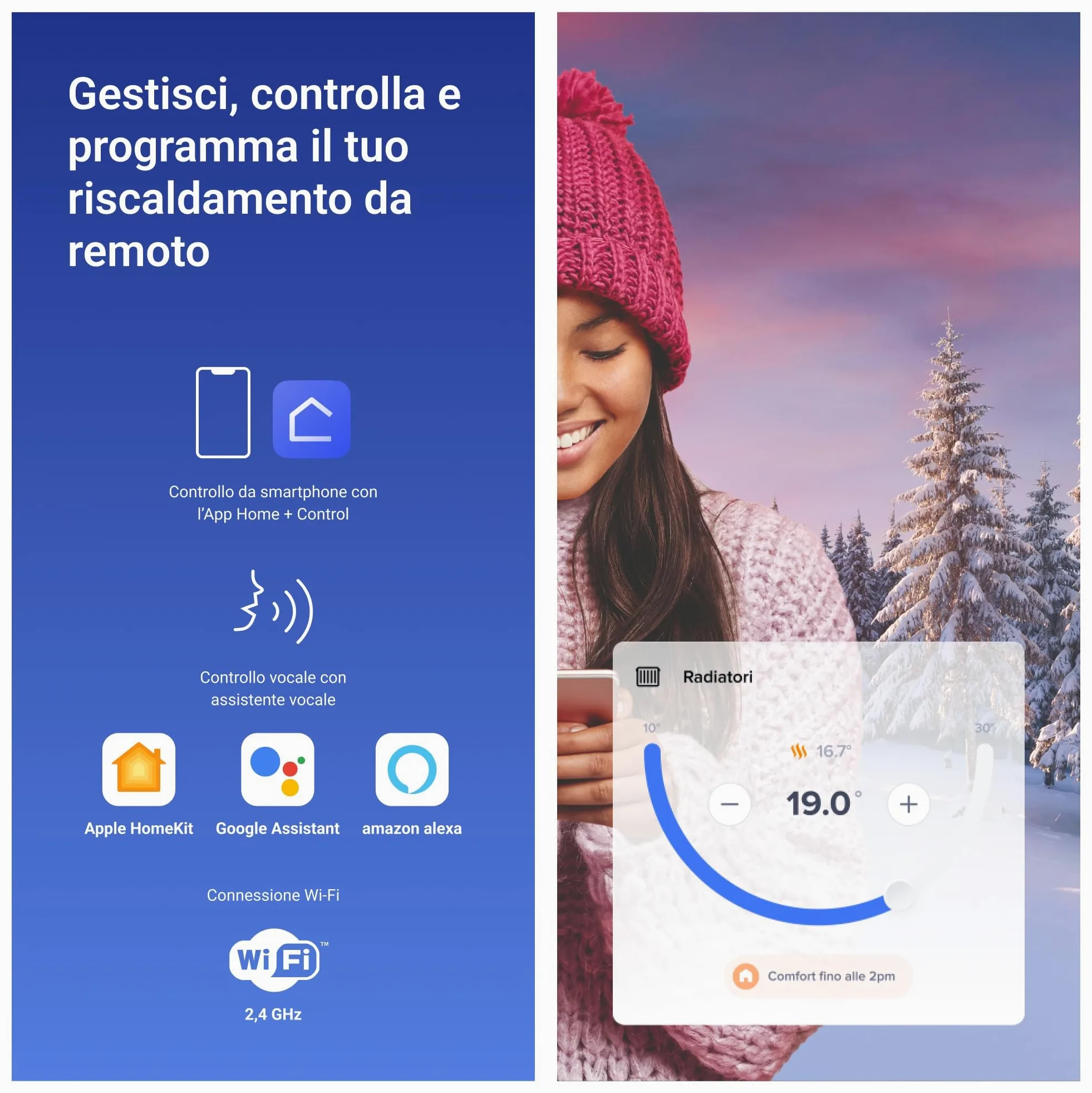 BTICINO SXW8002W Termostato WiFi Smarther2 with Netatmo, Termostato Caldaia da Parete, Controllo anche da Remoto con App, Alexa, Google Assistant, Apple HomeKit, Programmabile, Risparmio Energetico