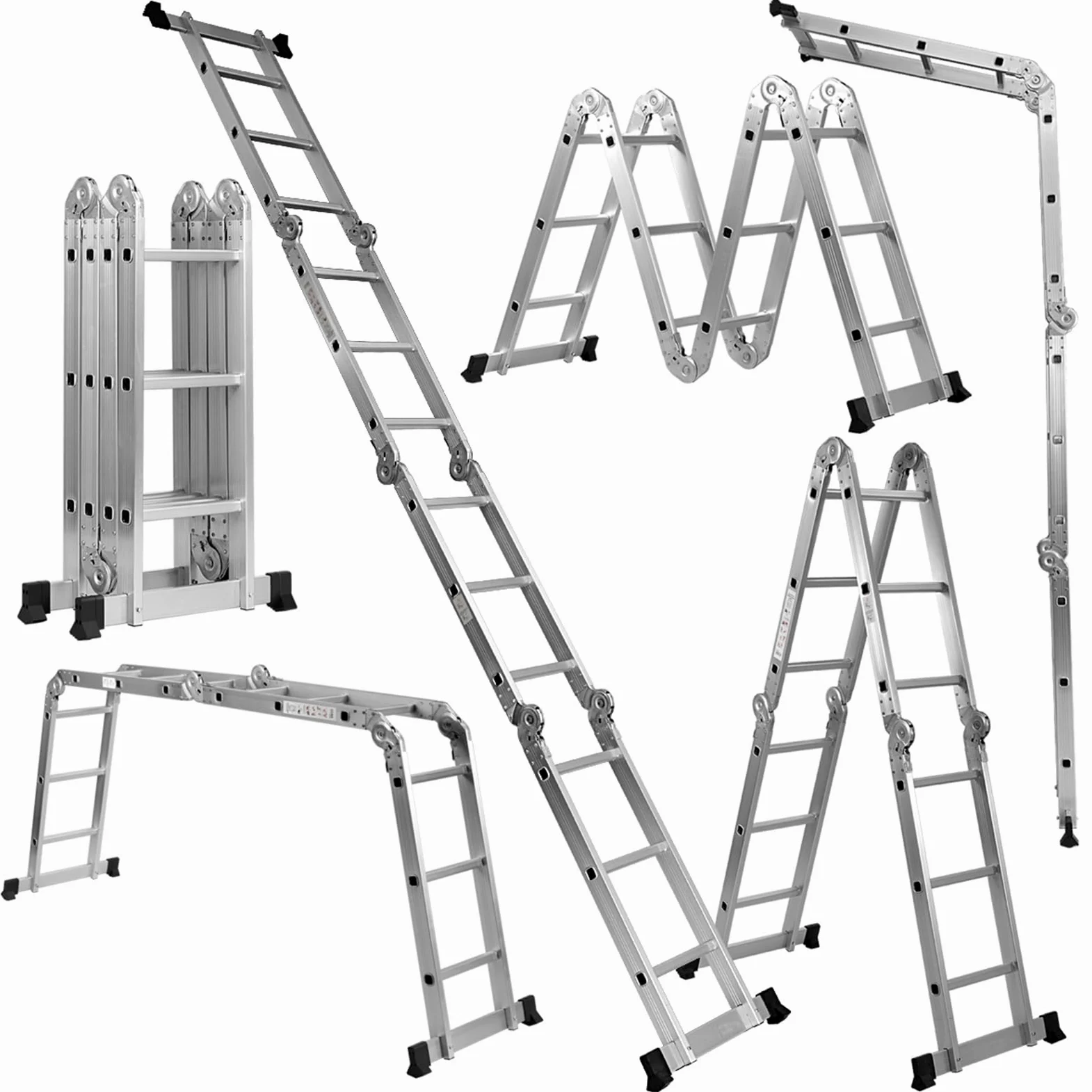 COSTWAY Scala Pieghevole Multiuso, Scala Estensibile con Struttura in Alluminio, Facile da Conservare, Piccola Scala per Uso Interno ed Esterno