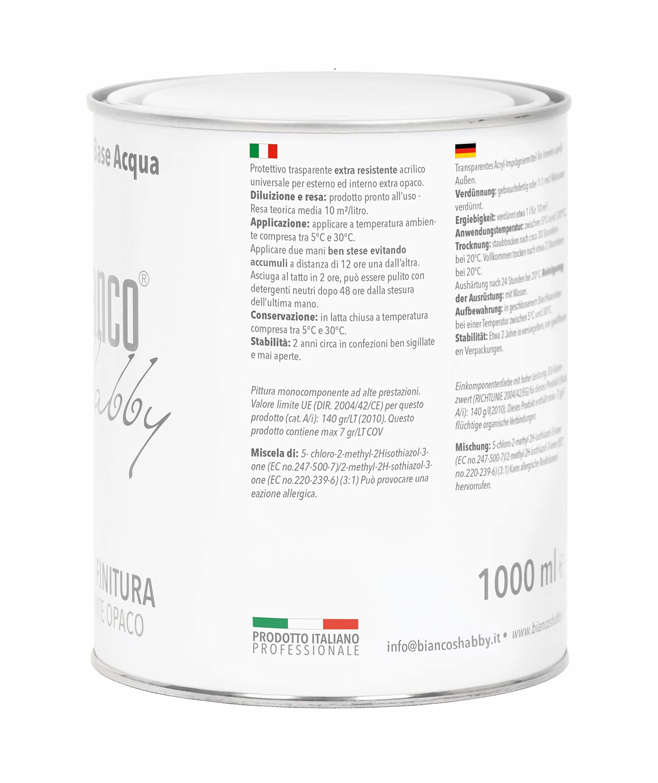 bianco Shabby FONDO/FINITURA Trasparente OPACO per chalk paint e legno (1 Litro)