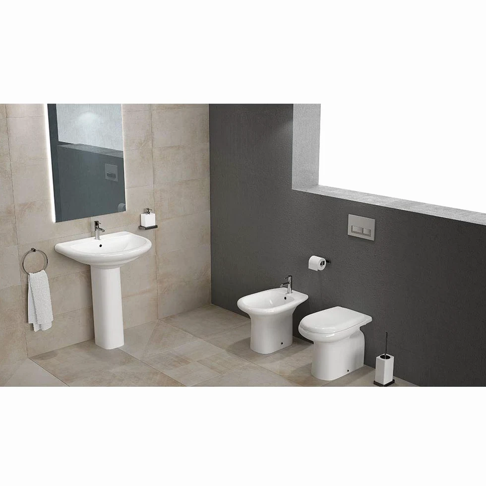 Inbagno Lavabo con Colonna Ceramica RAK Ceramiche Serie Orient Completa di Colonna