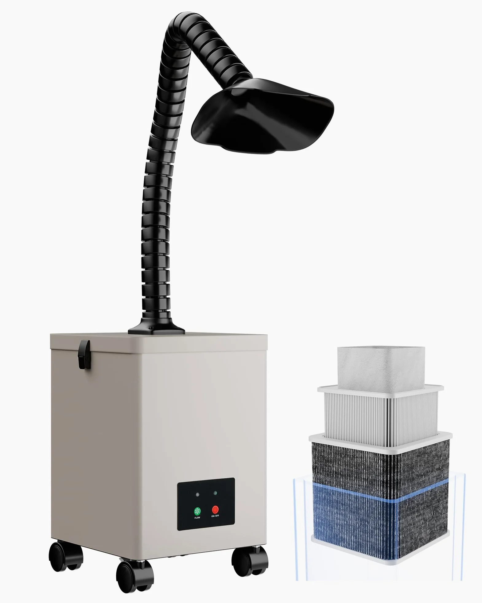 OMTech 80W Estrattore di Fumo con Filtrazione a 3 Stadi per Incisore Laser Saldatura180 m3/h Assorbitore di Fumo con Ruote Purificatore di Fumo per Incisore Laser Saldatura Macchina CNC