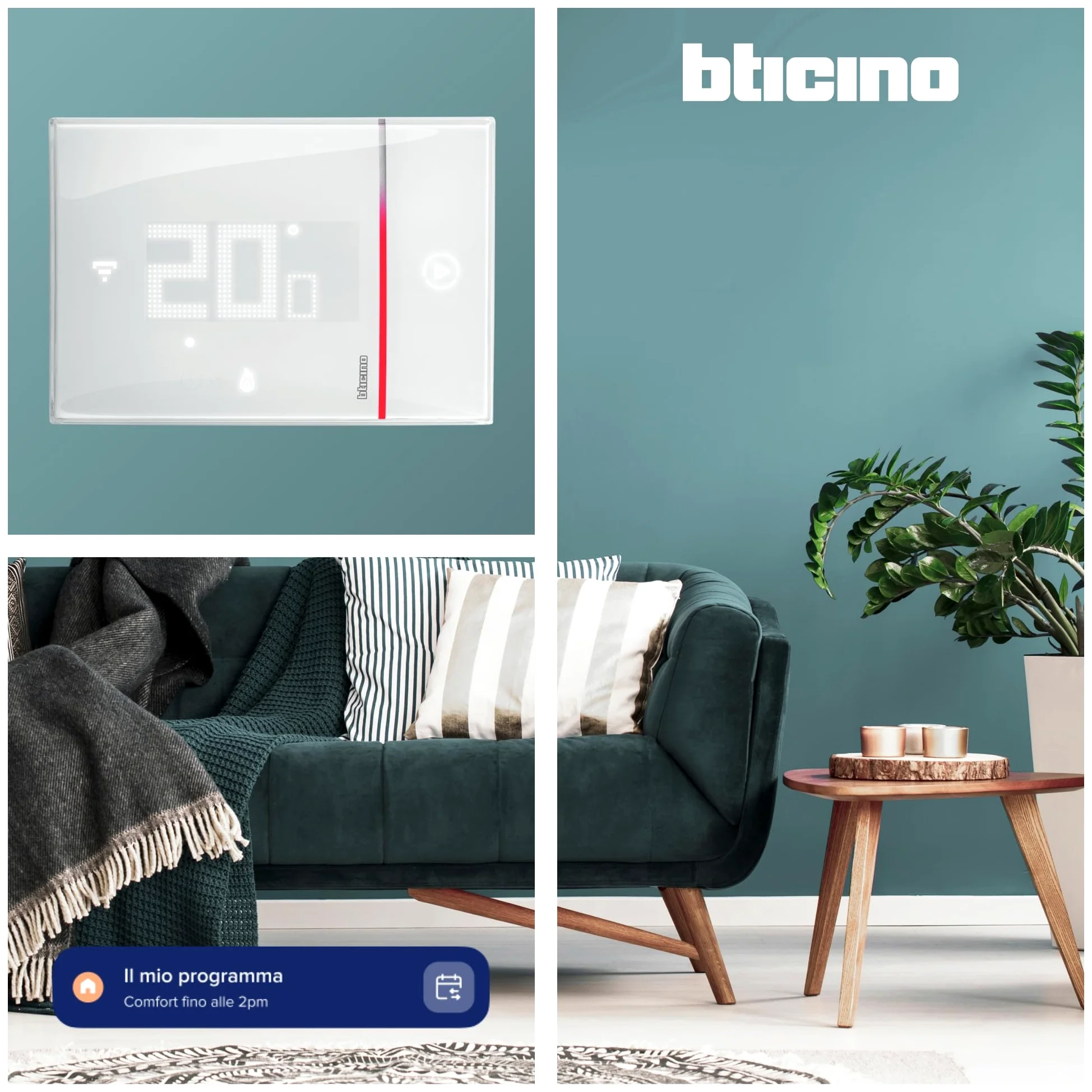BTICINO SXW8002W Termostato WiFi Smarther2 with Netatmo, Termostato Caldaia da Parete, Controllo anche da Remoto con App, Alexa, Google Assistant, Apple HomeKit, Programmabile, Risparmio Energetico