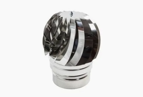 Comignolo a sfera girevole eolico in acciaio inox - Attacco Femmina - Diametro 150 mm