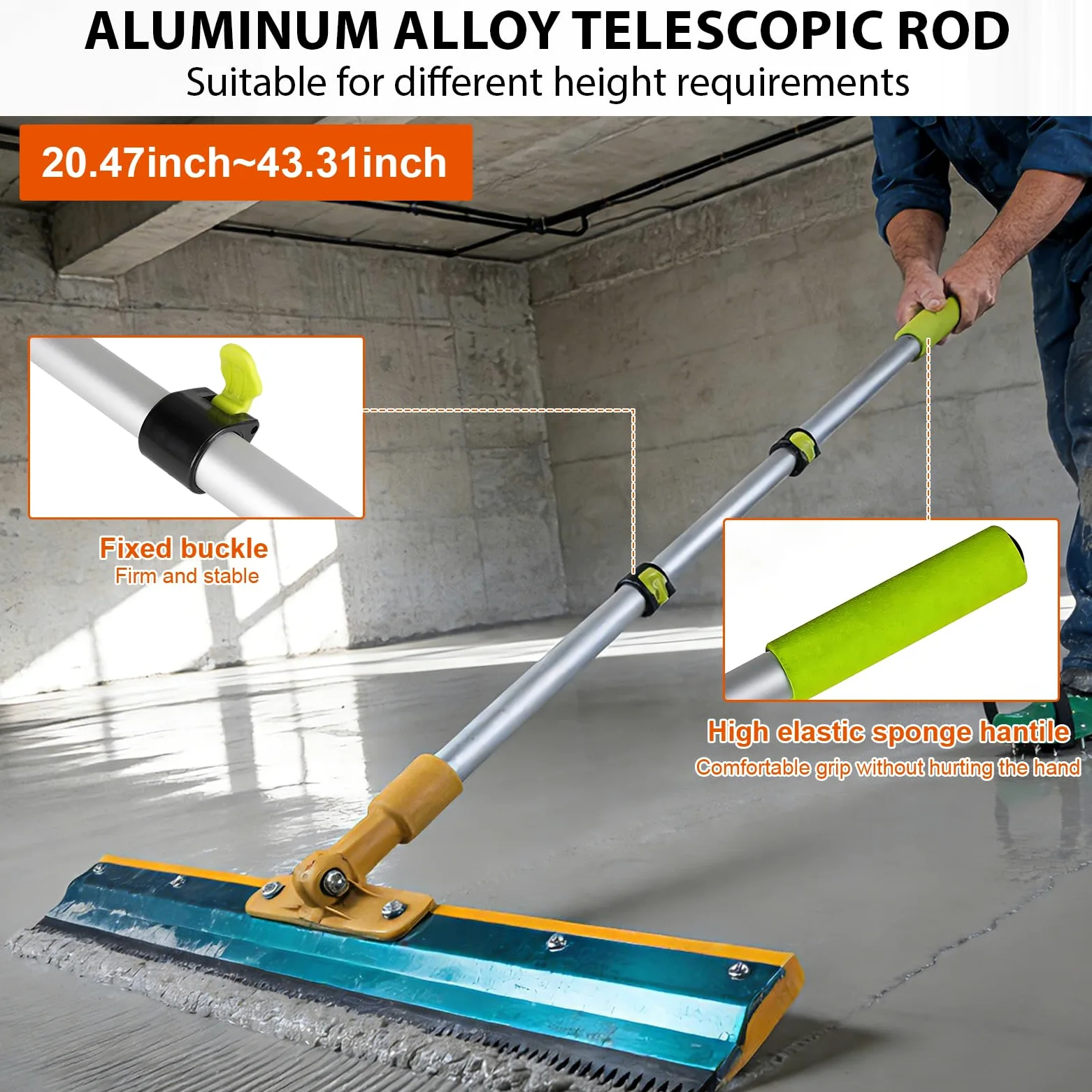 EXLECO Kit Autolivellante Per Pavimenti, 3&5MM Bifacciale Raschietto Pavimenti in Acciaio Inox, Rullo di Sfiato, Pittura con Rullo, Asta Telescopica, Scarpe Chiodate 30MM, Spatole per Stucco, Guanti