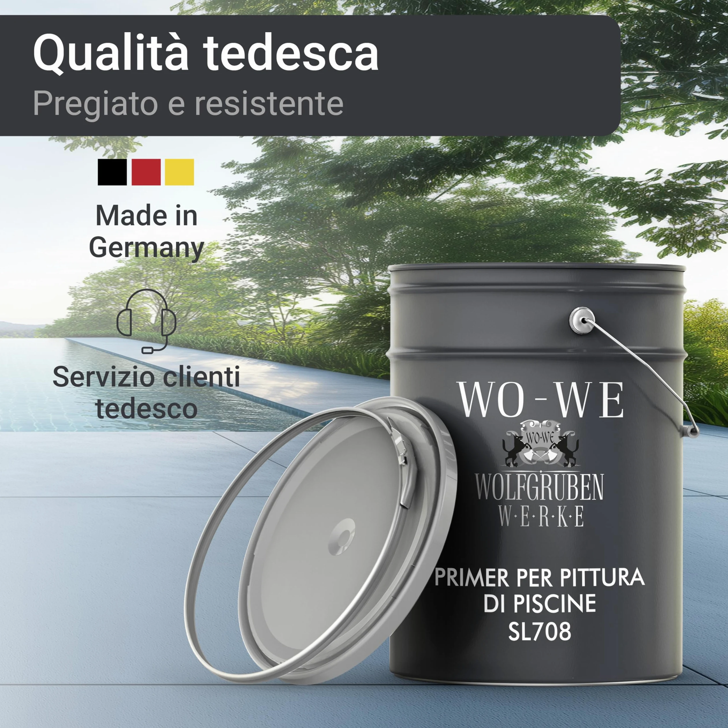 WO-WE Fondo Primer per piscine SL708 Aggrappante speciale Pittura Pool l 10kg