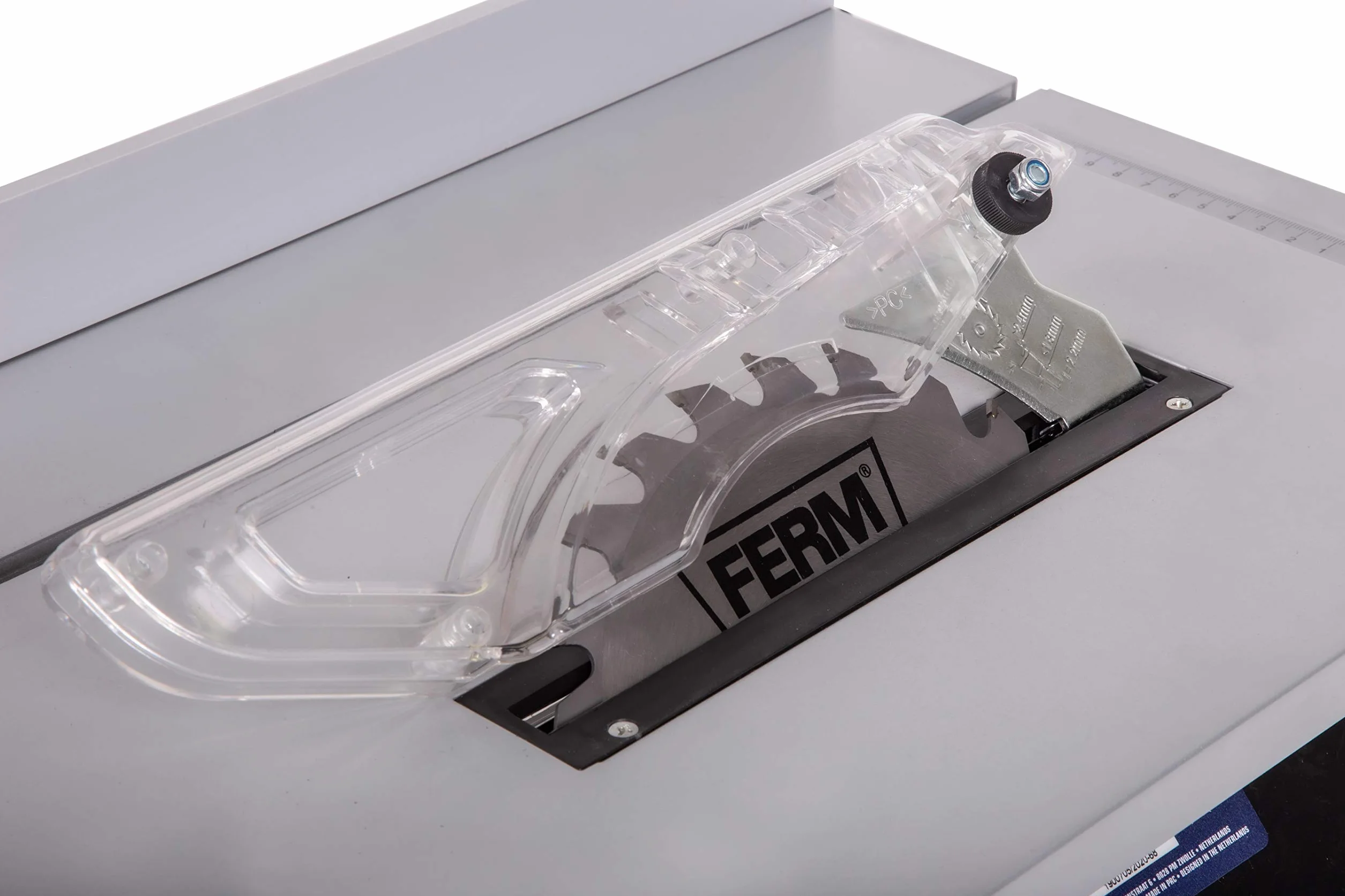 FERM Sega da Tavolo 800W. Include Lama per Sega ø 200 mm 24 denti, guida parallela, chiave inglese e collegamento aspirapolvere