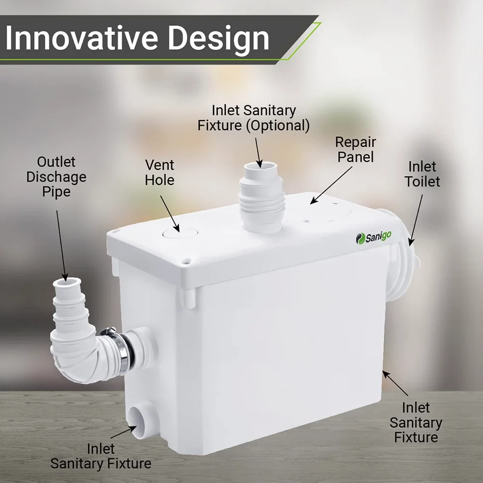 SANI-P420i Trituratore Sanitario per lo scarico delle acque reflue WC, Doccia, Lavabo, Lavatrice, Lavastoviglie