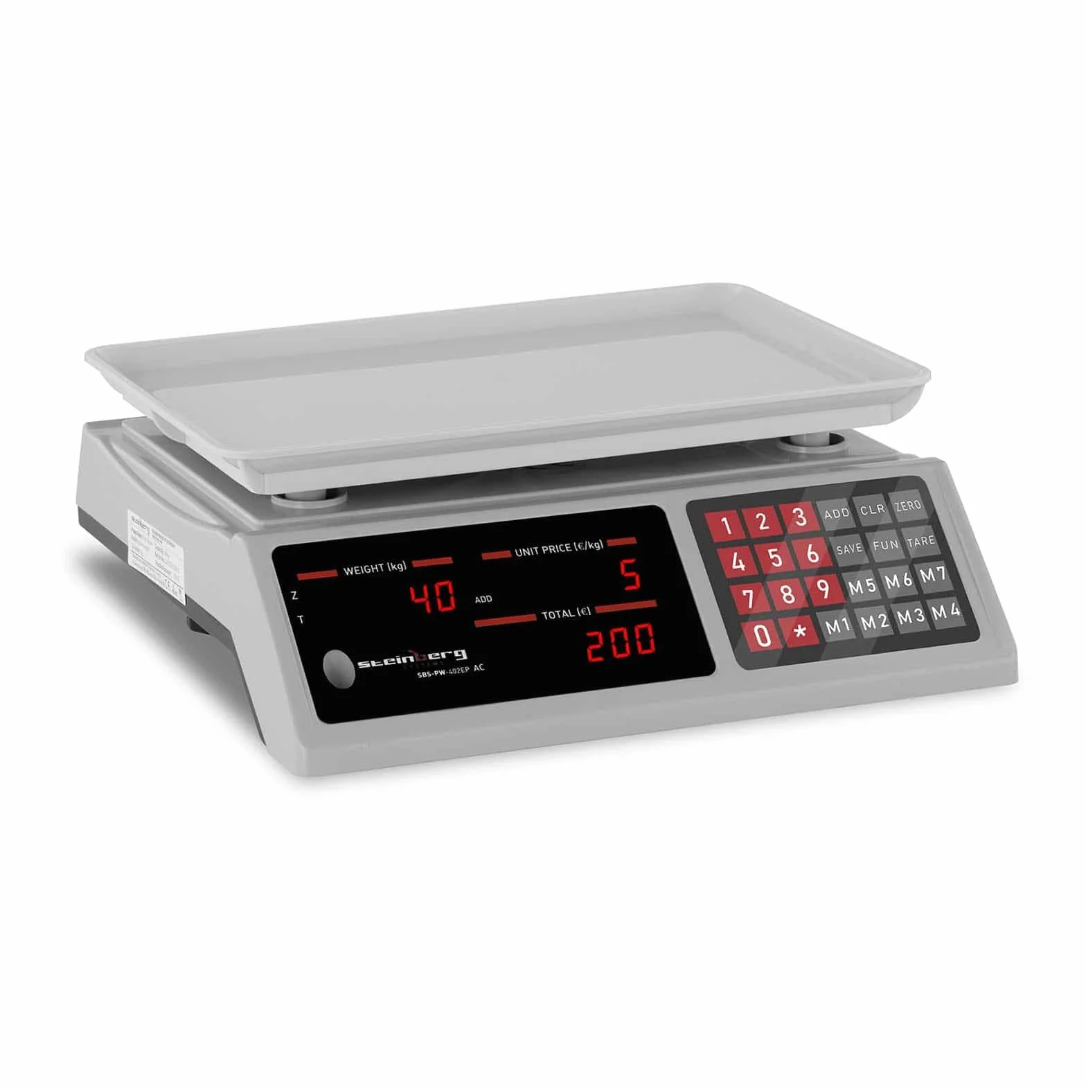 Steinberg Bilancia Contapezzi Bilancia di Controllo SBS-PW-402EP (Plastica ABS, 4 V, 8 ore, 4 Ah, 0-40 kg)
