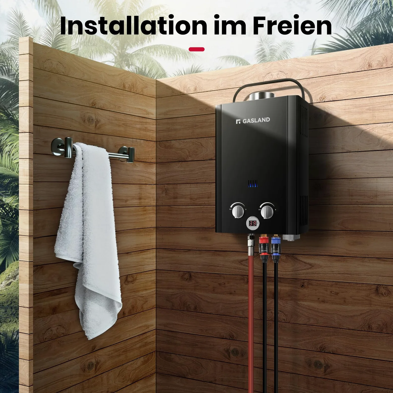 GASLAND BE158B - Scaldabagno a gas 6 l, 30/37 mbar, sistema doccia calda portatile, scaldabagno GPL istantaneo per campeggio Road Trip Hot Tap Lpg Shower