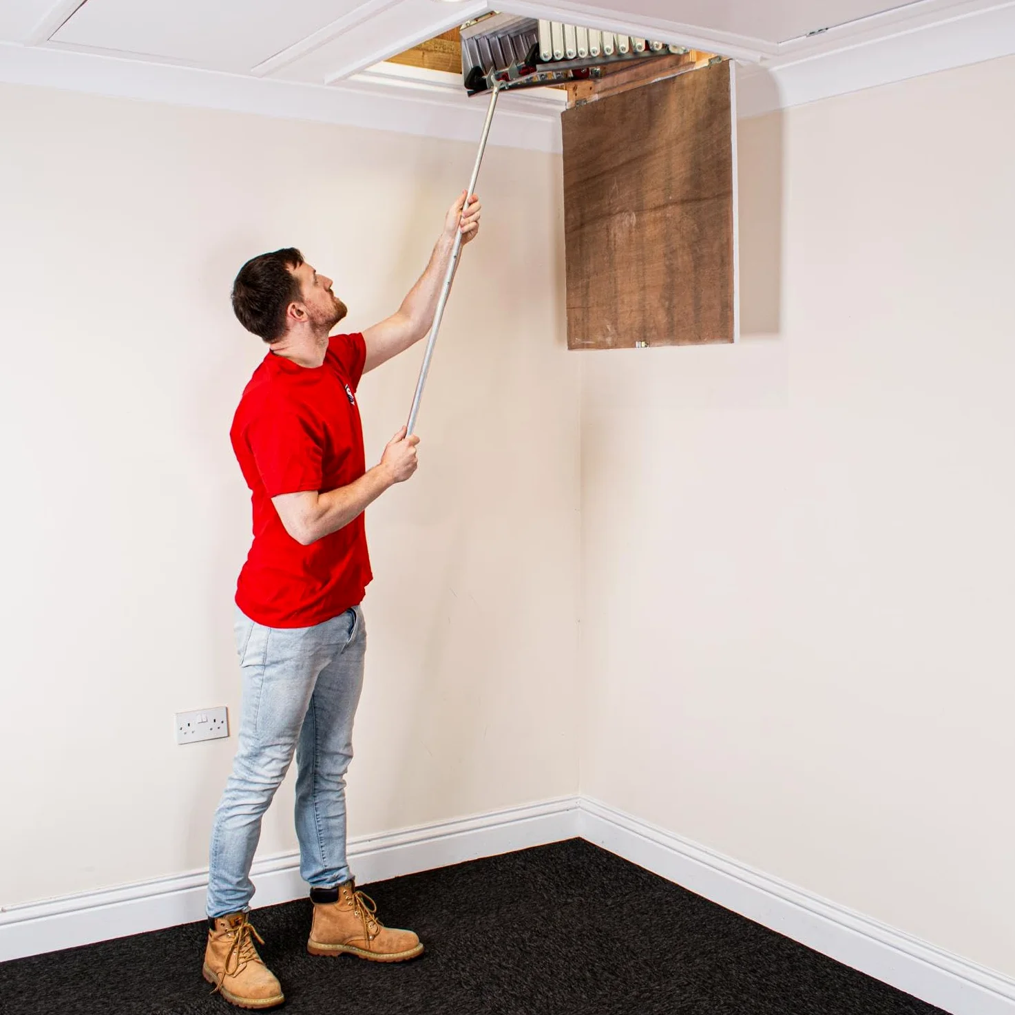 Scala a fisarmonica BPS per soppalco - Facile da montare - Superbo design compatto con gradini antiscivolo rivestiti in gomma (10ft)