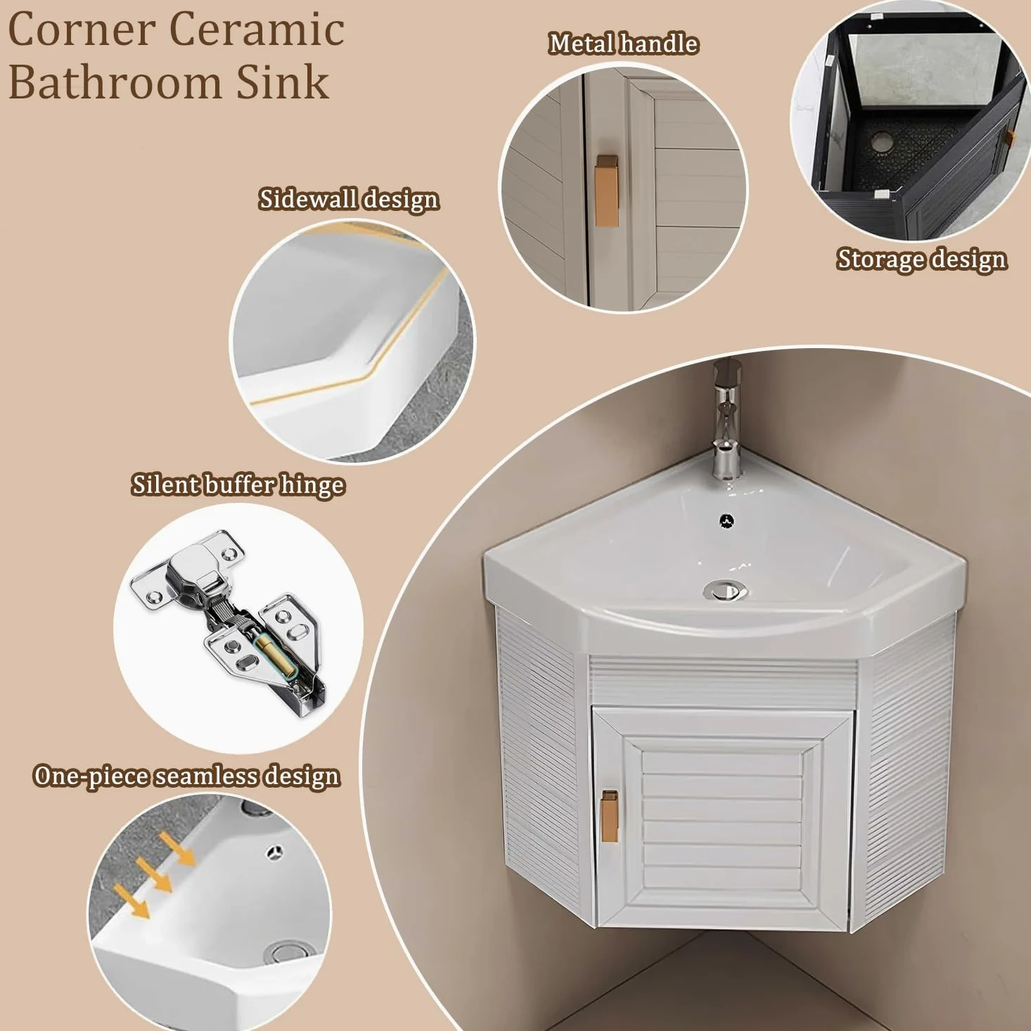 lavabo angolare bagno Bianco,lavabo bagno con mobile sospeso,lavabo in ceramica 38×38cm, lavandino bagno sospeso con mobile, montaggio a parete, Per Bagno, Toilette, Appartamenti
