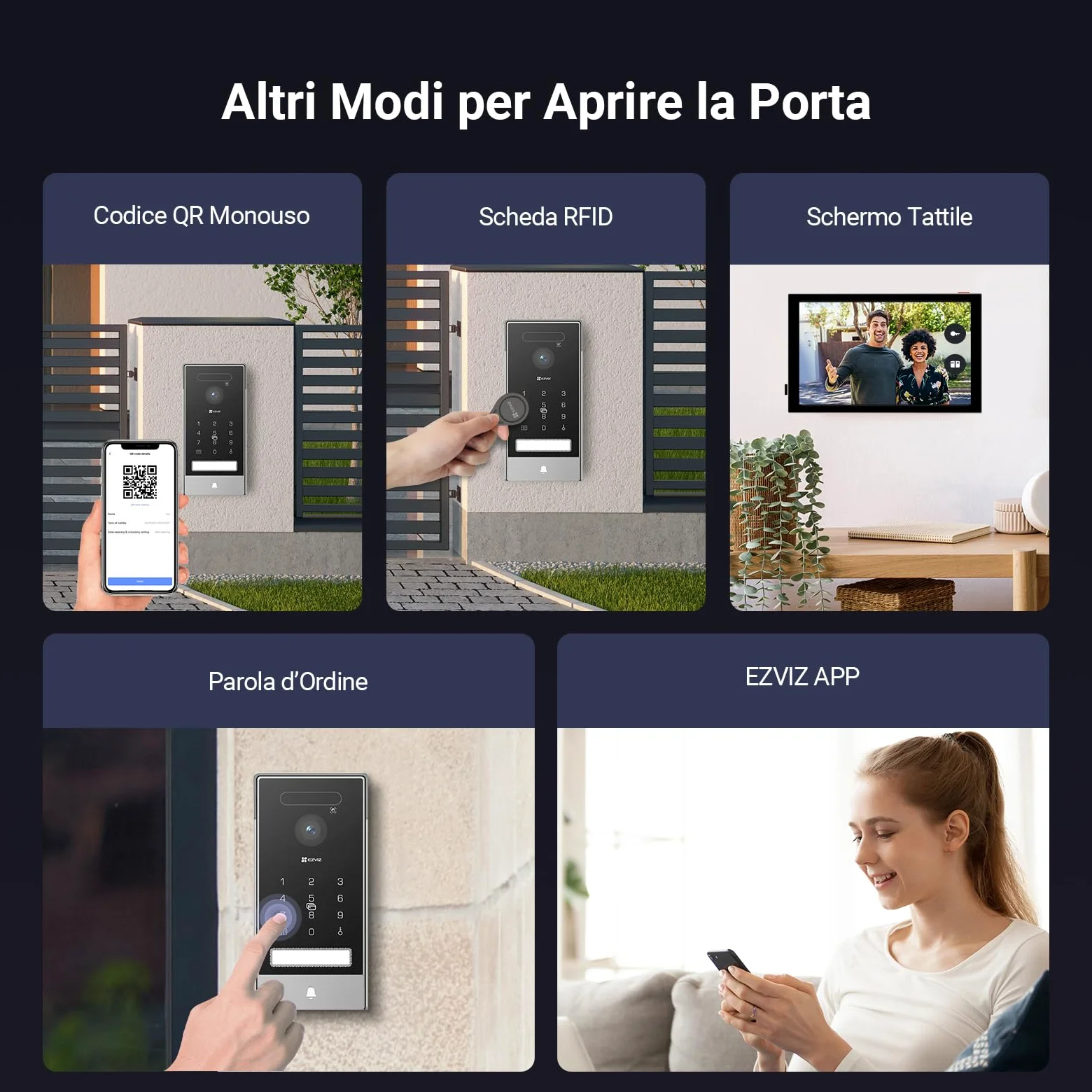 EZVIZ 4K Videocitofono Connesso, Videocitofono, 8 Pollici Monitor Touch, Riconoscimento Palmo/Visto, Sblocco a Distanza, 2 Fili, Rilevamento Umano, Opzione RFID, Impermeabile, WiFi Dual-Band, HP7 Pro