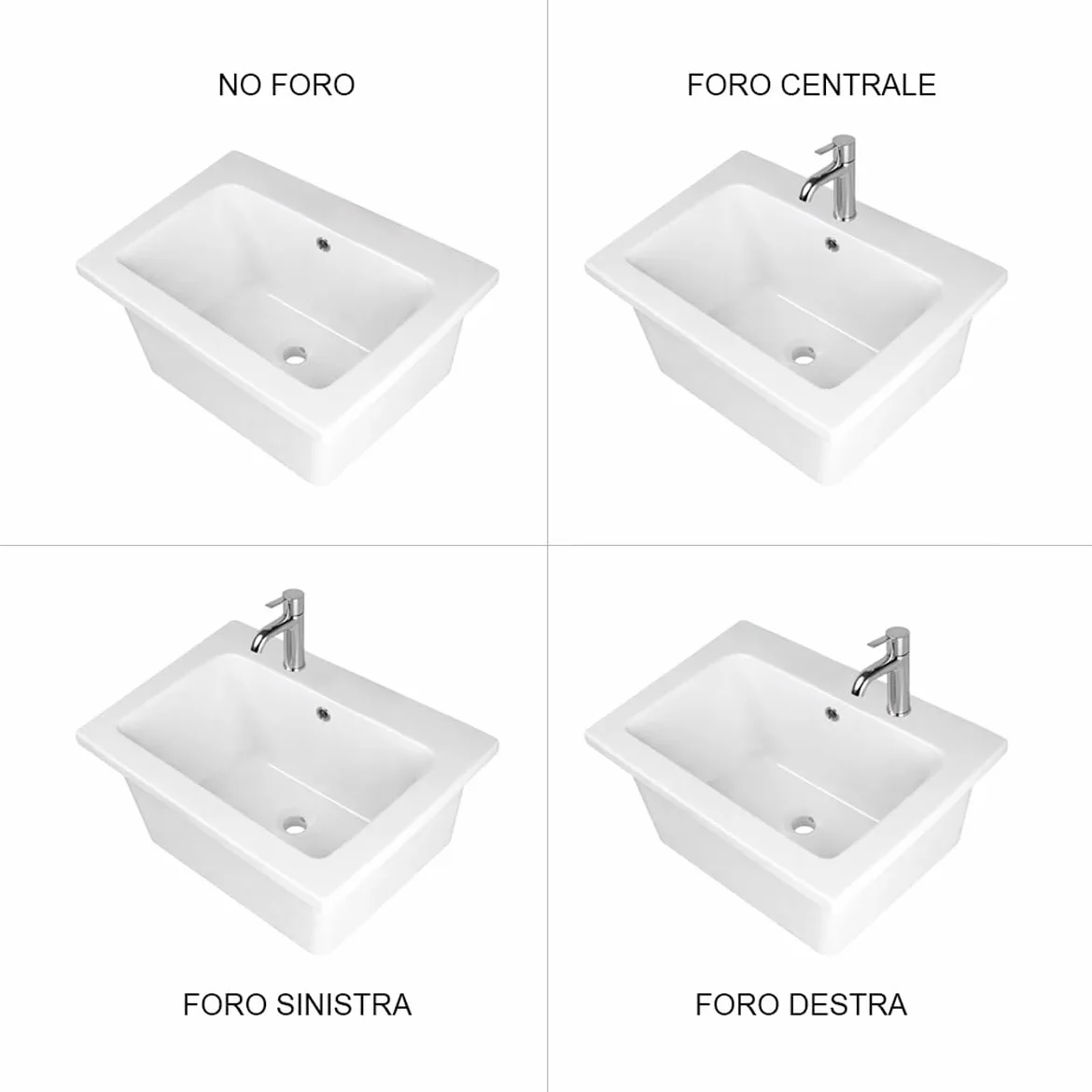 LAVABO LAVATOIO PILOZZO CERAMICA 60 x 51 YORK PROFONDO 25 CM TUTTA VASCA PER TOP O MOBILE DA INCASSO O INSTALLAZIONE CON STAFFE ANCHE IN ESTERNO IDEALE PER MOBILE DI DESIGN