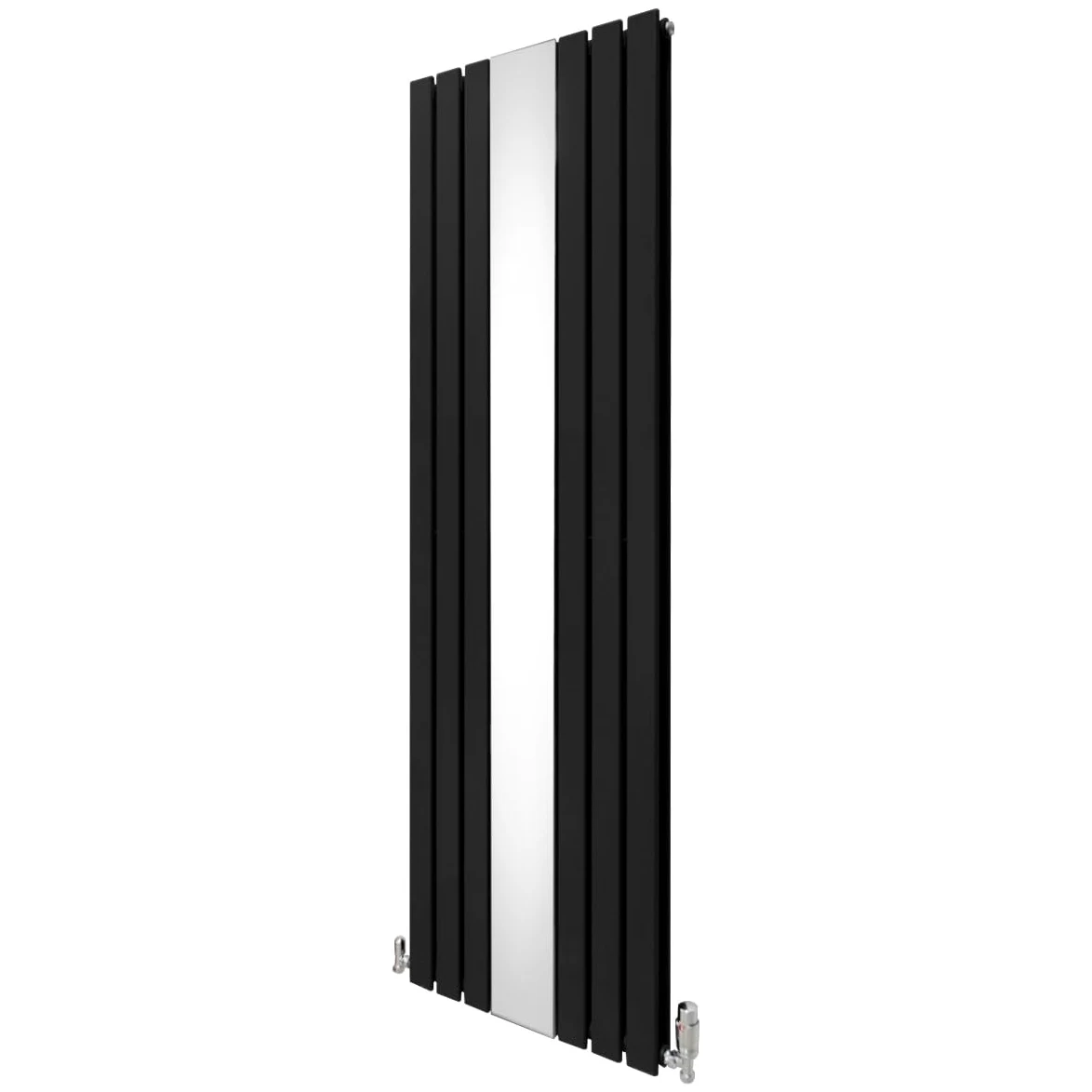 Radiatore con specchio 1800mm x 565mm e valvole TRV cromate Radiatore di design a doppia colonna verticale in acciaio al carbonio Nero Kit di fissaggio e staffe con spazzola di pulizia