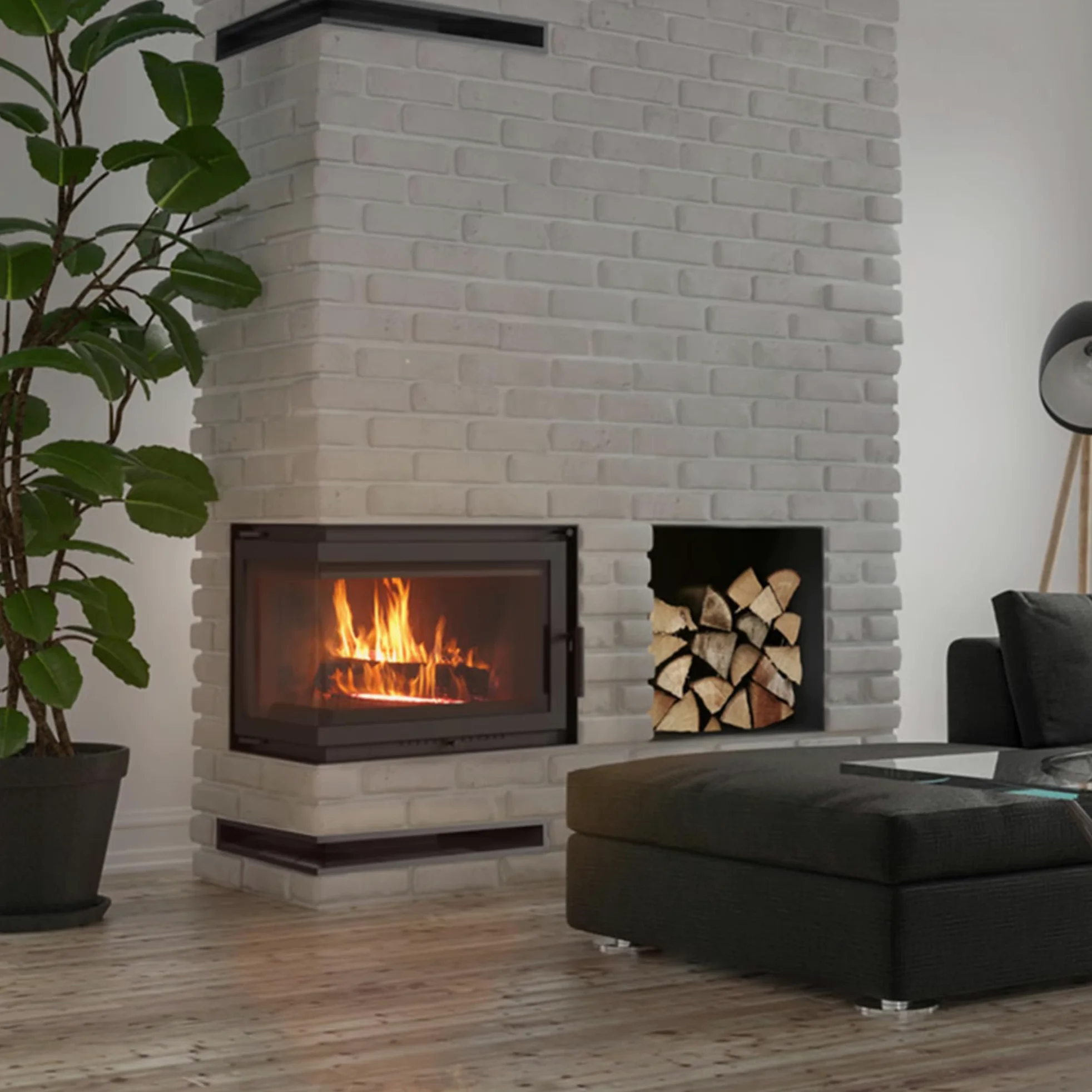 KRATKI SIMPLE Camino a legna 8 kW Ø 150 in ghisa con inserto per presa d'aria - stufa a legna Conforme BImSchV 2, Efficienza termica 80% - Inserto per camino riscalda a 100 m², apertura a sinistra