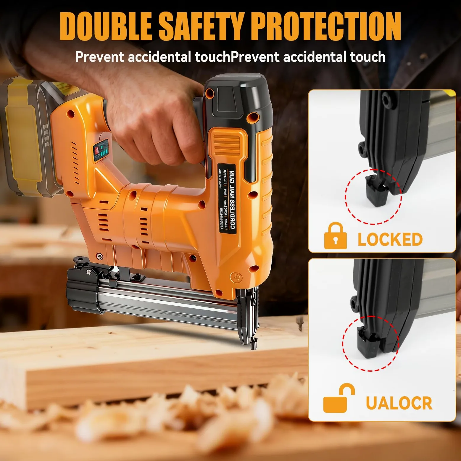 Chiodatrice senza fili da 18 GA per Dewalt 18 V batteria (senza batteria), 2 in 1 senza spazzole, pistola per unghie, pinzatrice, chiodatrice con 1000 chiodi e 1000 punti metallici, per progetti fai