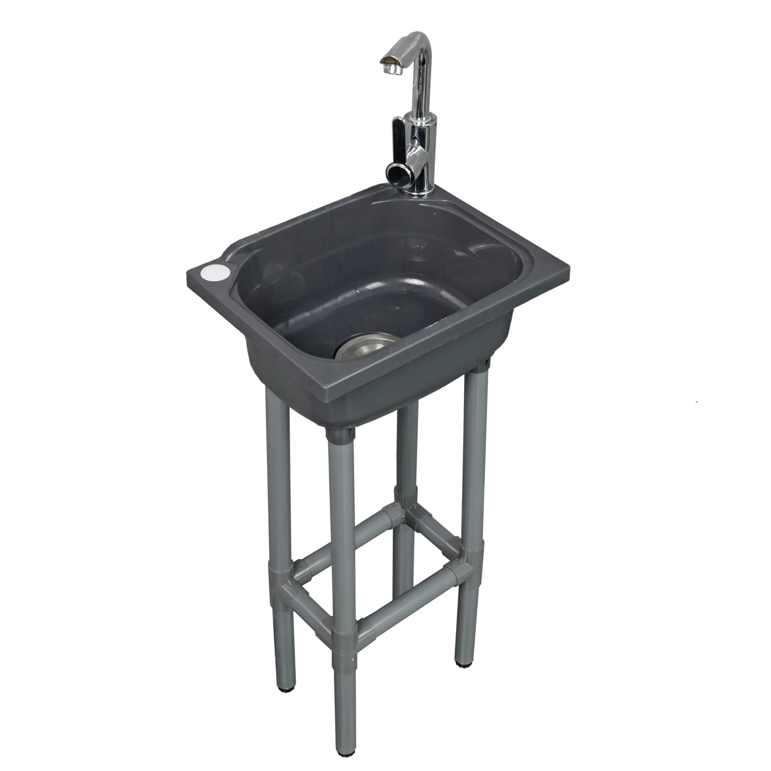 Lavello da parete autoportante a vasca singola, da cucina, 38 x 29 cm, con foro per rubinetto da 3,2 cm, lavelli in plastica per casa, ristorante, dormitorio, garage, bagno, lavanderia (grigio)