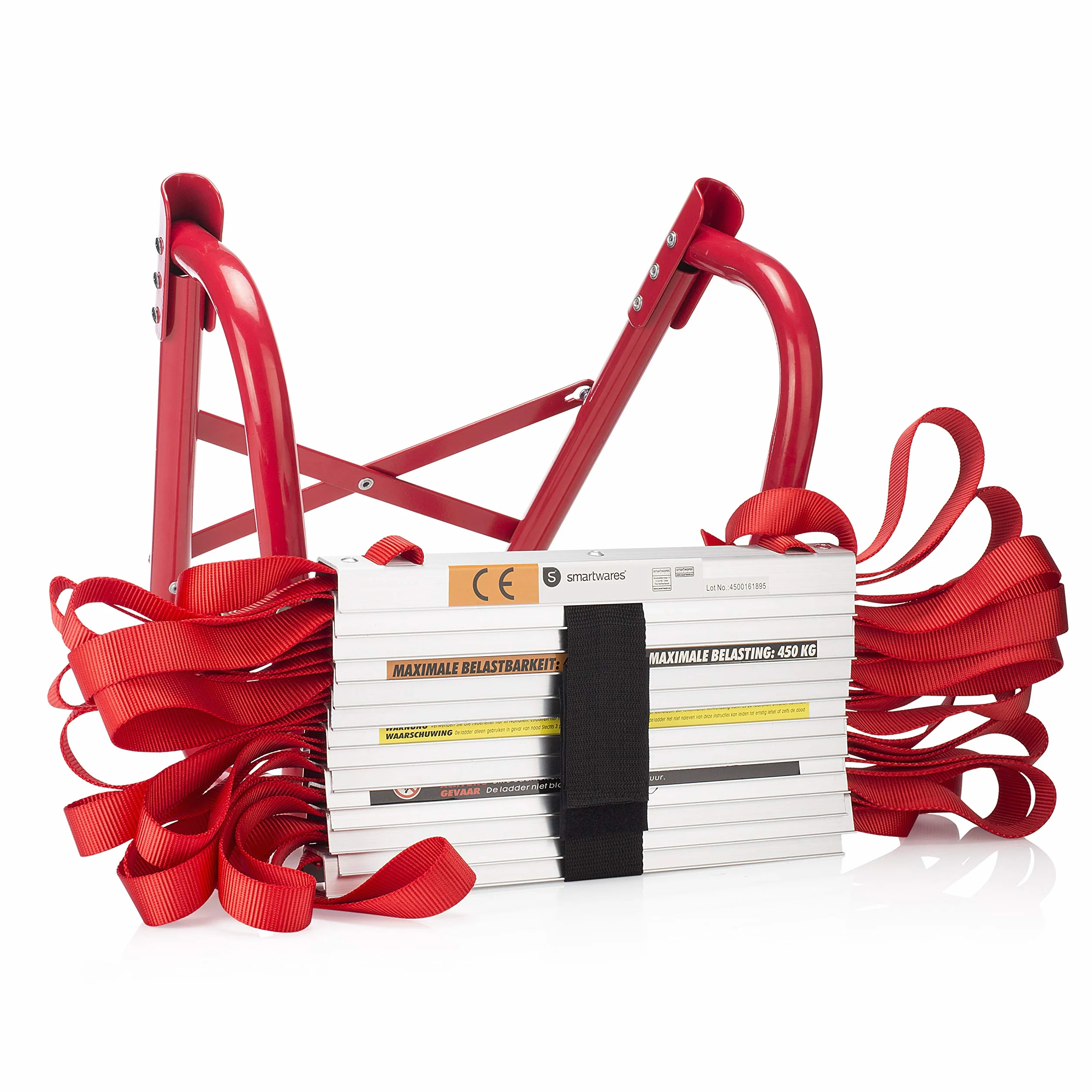 Smartwares Scala di fuga - Rosso - Acciaio - 4,5 m di lunghezza - 450 kg max - Ideale per l'evacuazione del 1° piano - 10.015.18