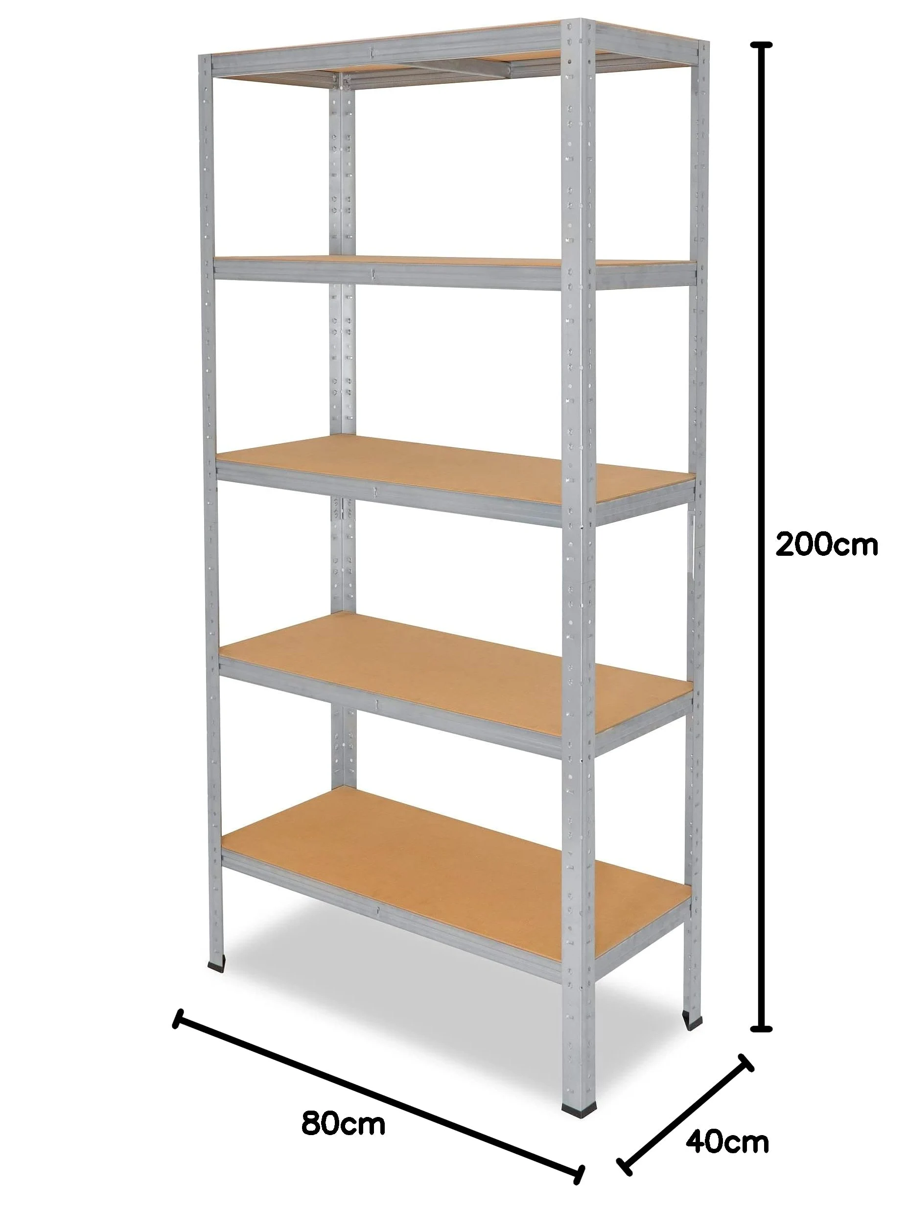 shelfplaza® 200x80x40cm HOME Scaffale metallo per carichi pesanti zincato con 5 ripiani con 175kg capacità di carico/Scaffali in metallo per garage come scaffali per ripostiglio o officina