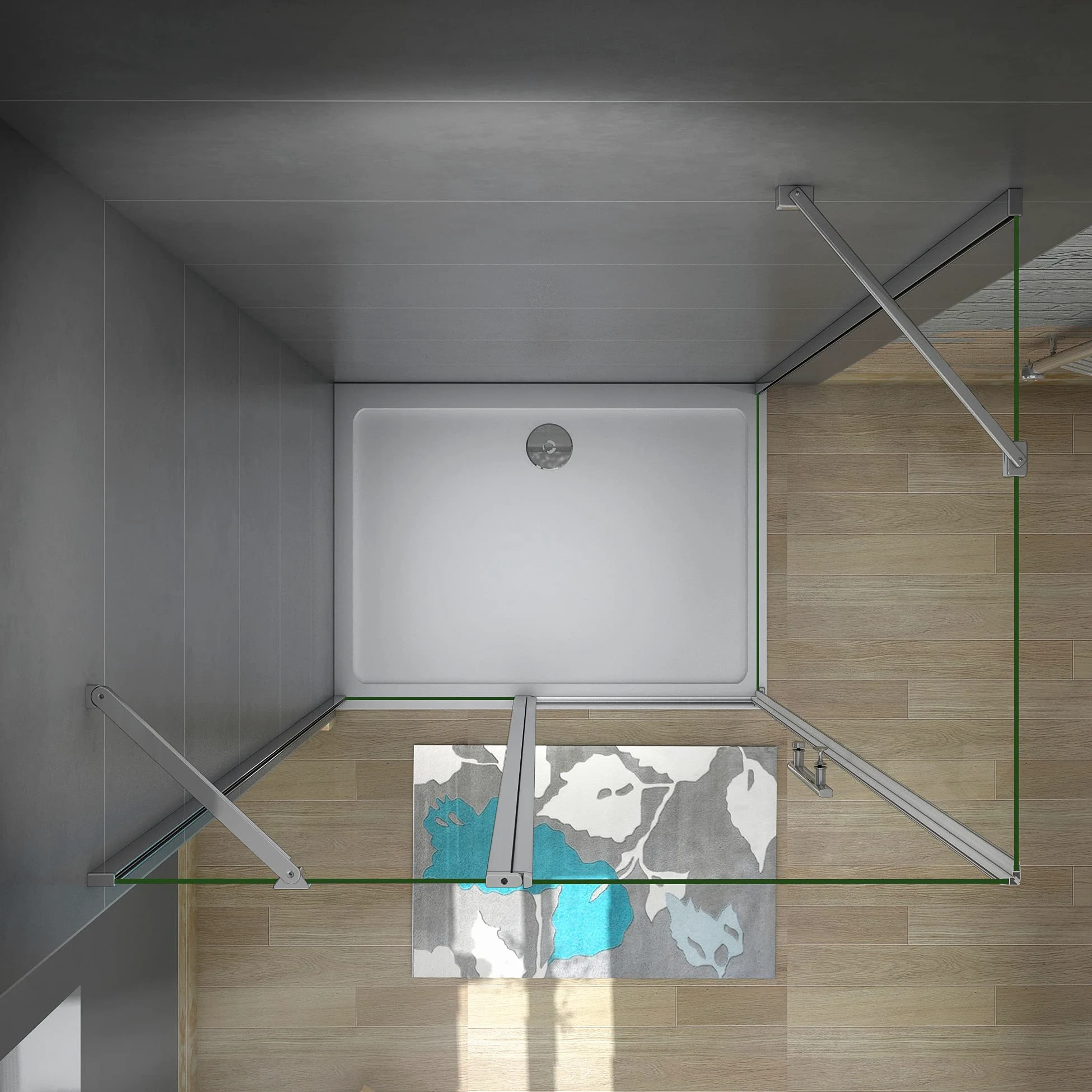 100x80 cm Box Doccia Angolare Porta Battente con Parete Laterale Vetro 6 mm Temperato Anticalcare con Barra Stabilizzatrice Cromato Lucido Alto 195 cm