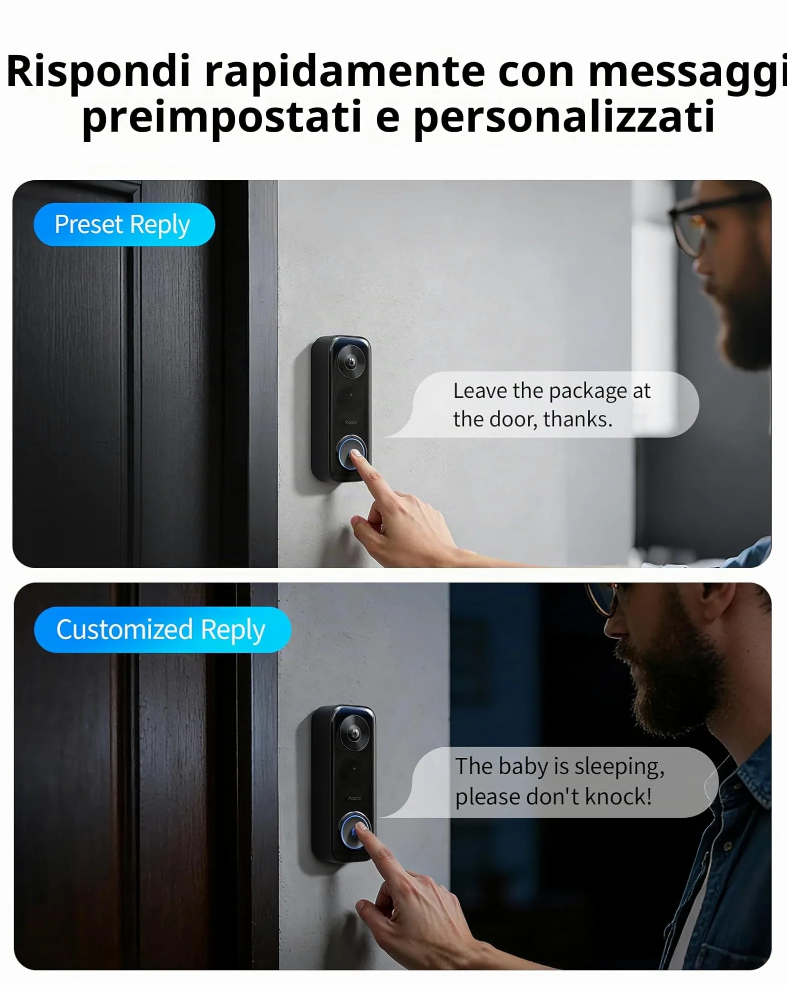 Aqara 2K Video Campanello G400 con Suoneria, Cablato/PoE, HomeKit Secure Video, Audio Bidirezionale, Wi-Fi 6 2,4/5GHz, Supporto Alexa/Google/SmartThings, Rilevamento Locale & Registrazione 24/7, IP65