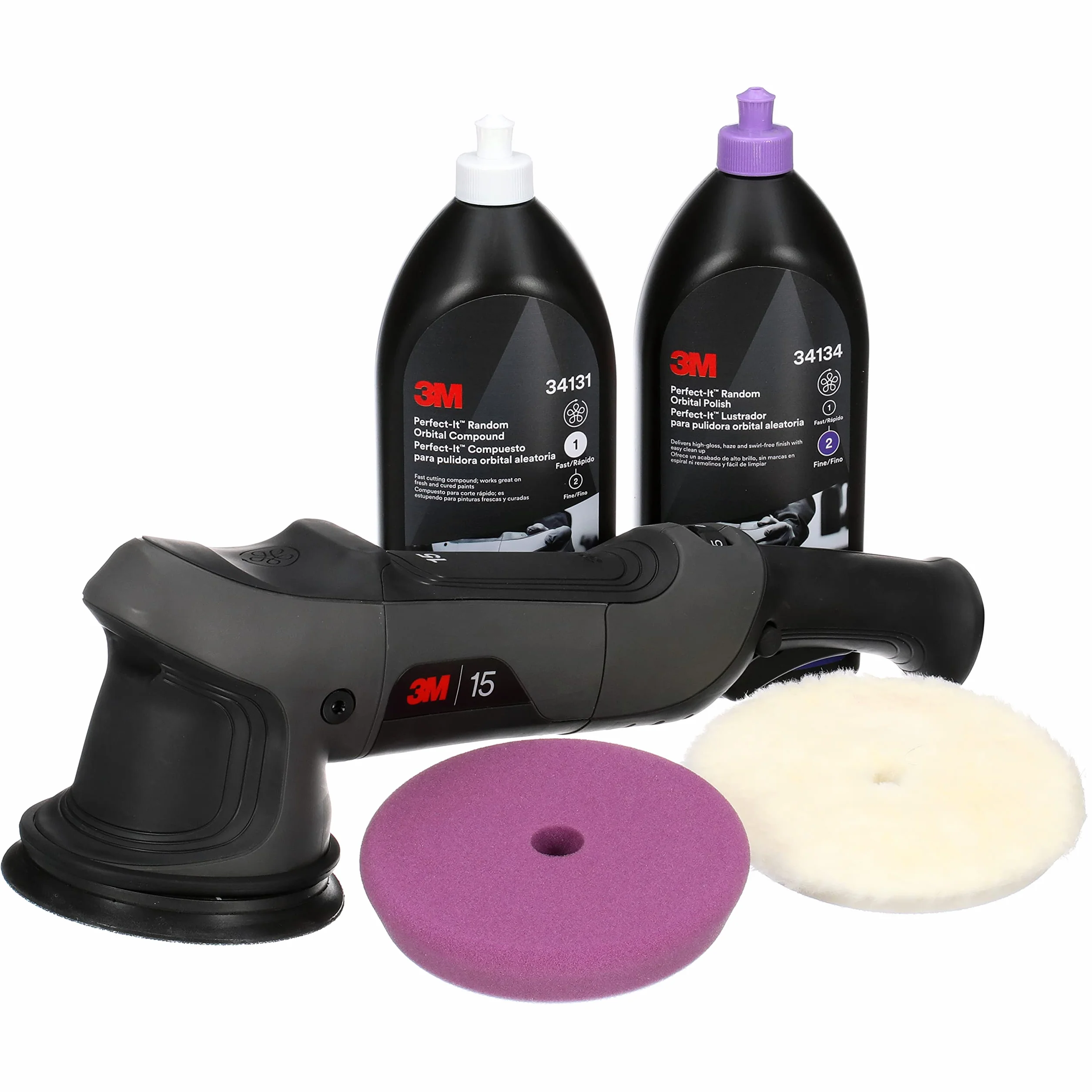 Cuffia in lana per paste abrasive per lucidatrici rotorbitali 3M Perfect It, grana grossa, bianco, 130 mm (5 in), 34120, 2 assorbenti per confezione