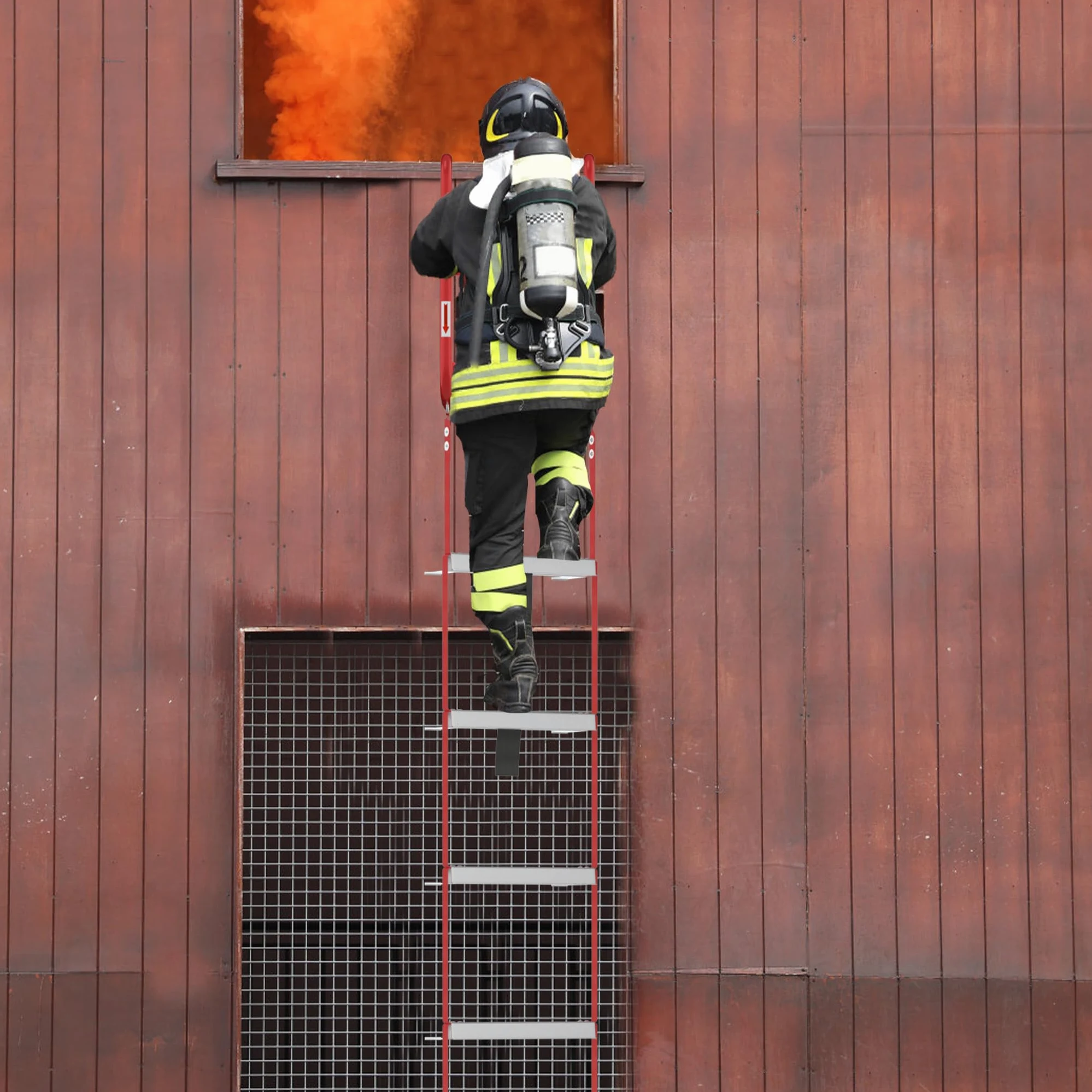 YRHome Scala di salvataggio pieghevole in alluminio, 15 m, per uso domestico, scala di sicurezza pieghevole, scala antincendio, per situazioni di emergenza, 450 kg, per casa, ringhiere, balcone