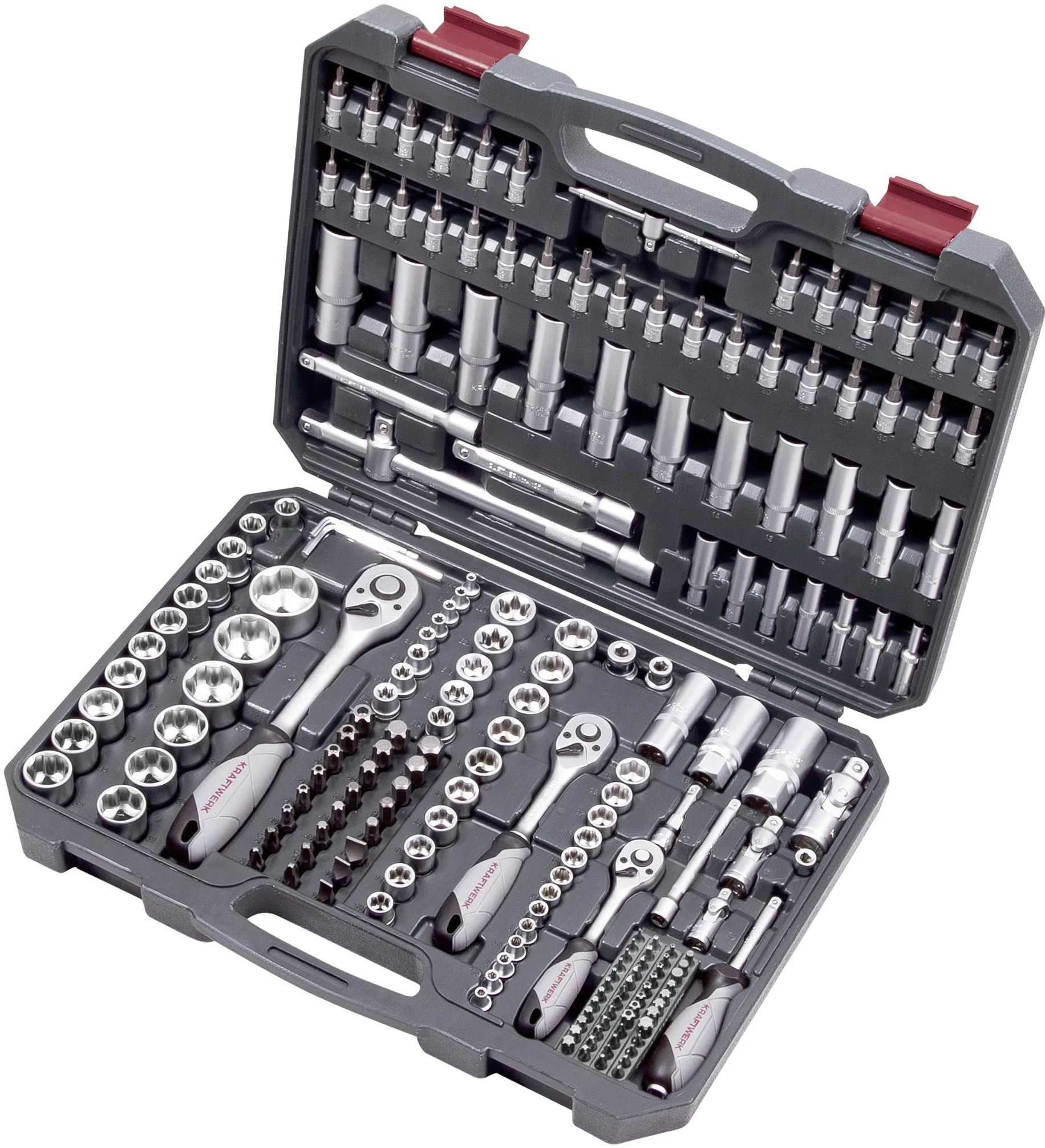 Kraftwerk Set di chiavi a bussola; 1/4"+3/8"+1/2", 19 x 34 x 7,5 cm